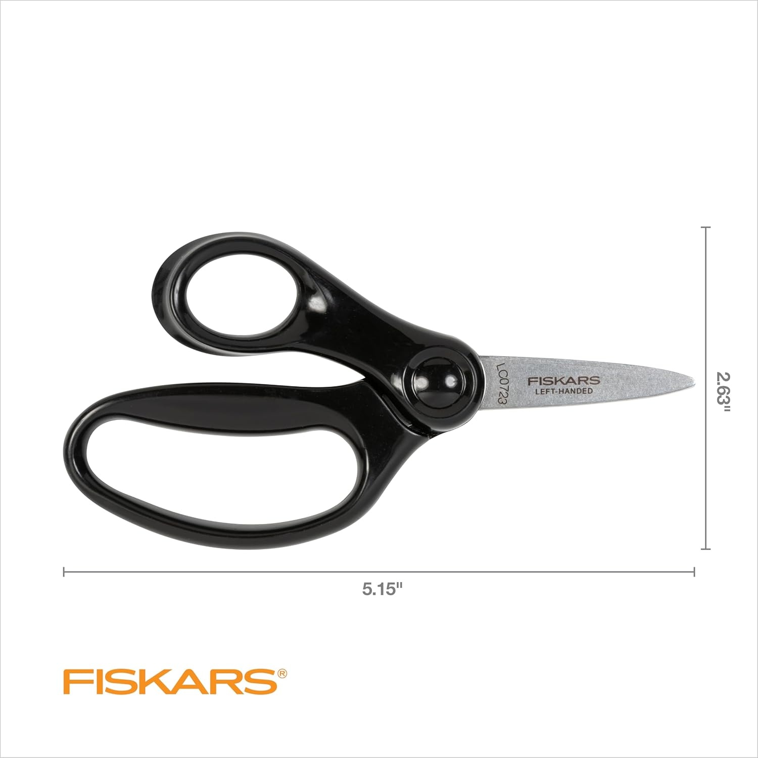 Fiskars 5″ Left-Handed Pointed-Tip Scissors for Kids Ages 4-7, Scissors for School or Crafting, Back to School Supplies, Black