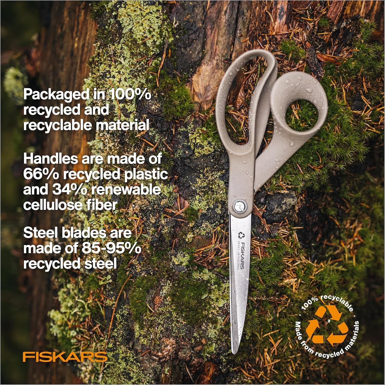 Fiskars 9″ Recycled Fabric Scissors – Sustainable and Sharp Craft Scissors for Sewing – Craft and Fabric Cutting – Beige