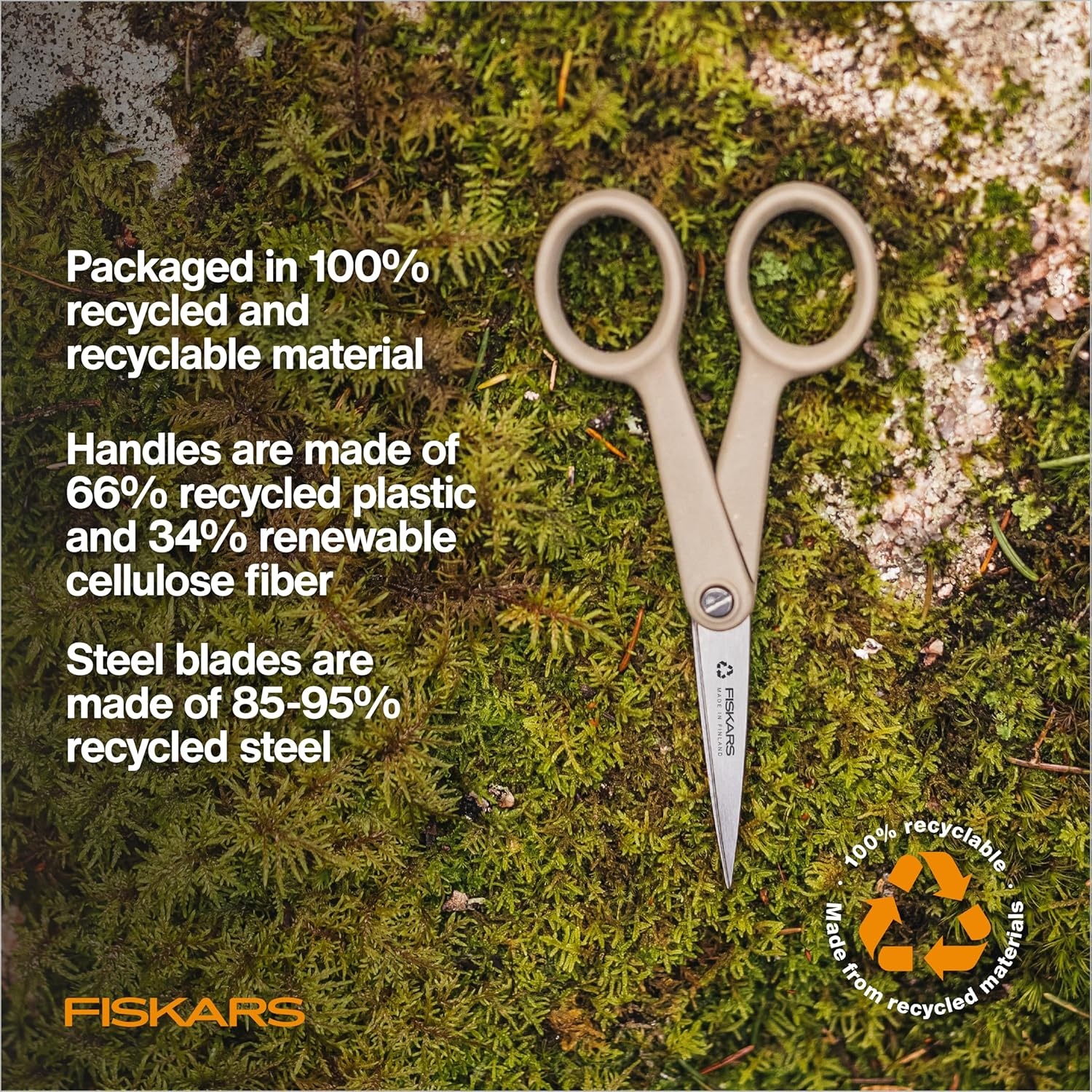 Fiskars 5″ Recycled Micro-Tip Fabric Scissors – Sustainable, Sharp, Detail Craft Scissors for Embroidery and Sewing – Craft and Fabric Cutting – Beige
