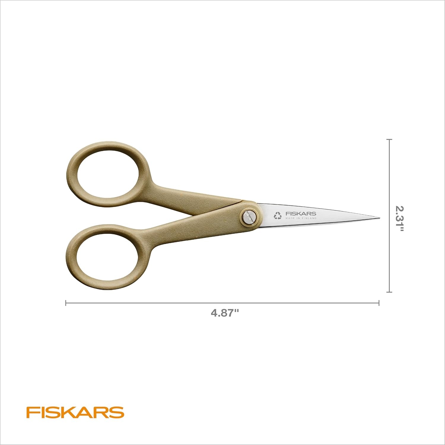 Fiskars 5″ Recycled Micro-Tip Fabric Scissors – Sustainable, Sharp, Detail Craft Scissors for Embroidery and Sewing – Craft and Fabric Cutting – Beige