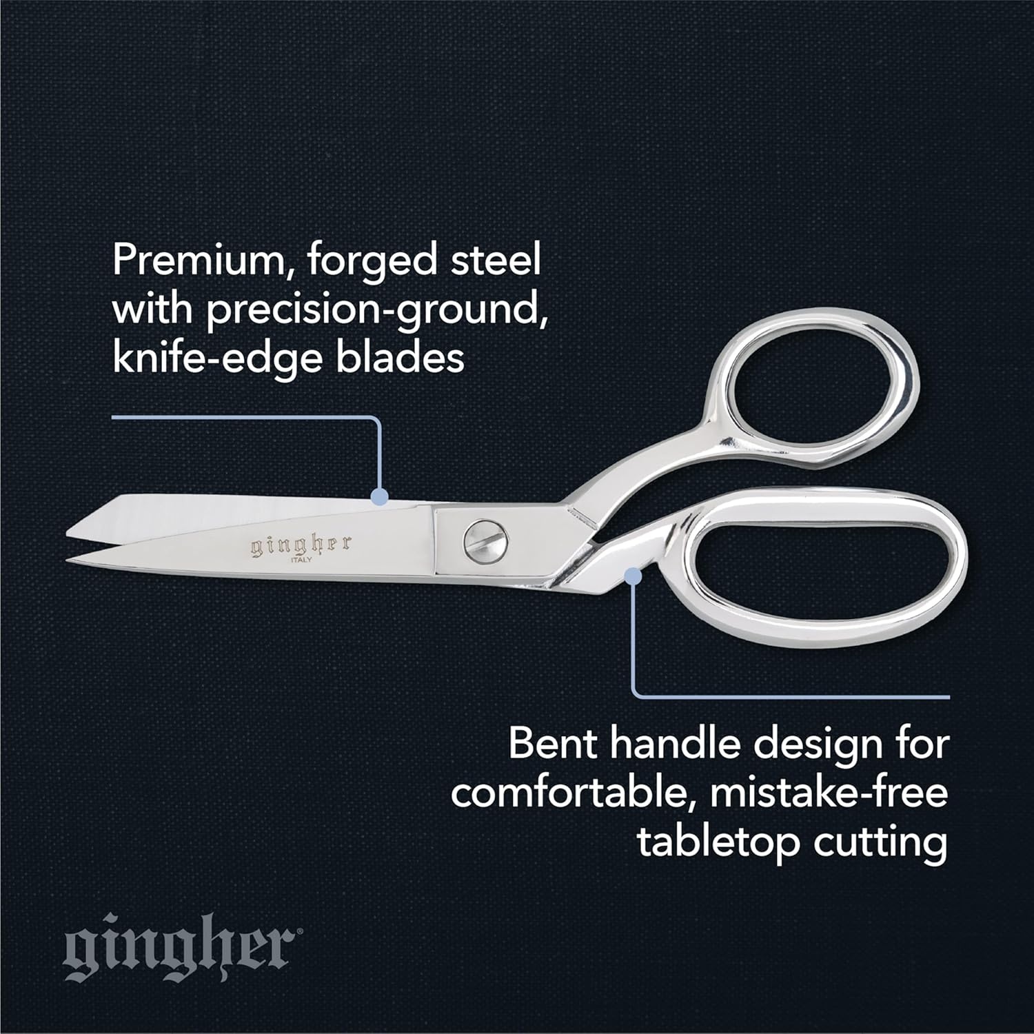 Gingher 4″ Embroidery Scissors, Precision Craft Scissors, Hand-Tuned Blades & Double Loop Handle, Chrome Plated Nickel Finish(7″ Knife Edge)