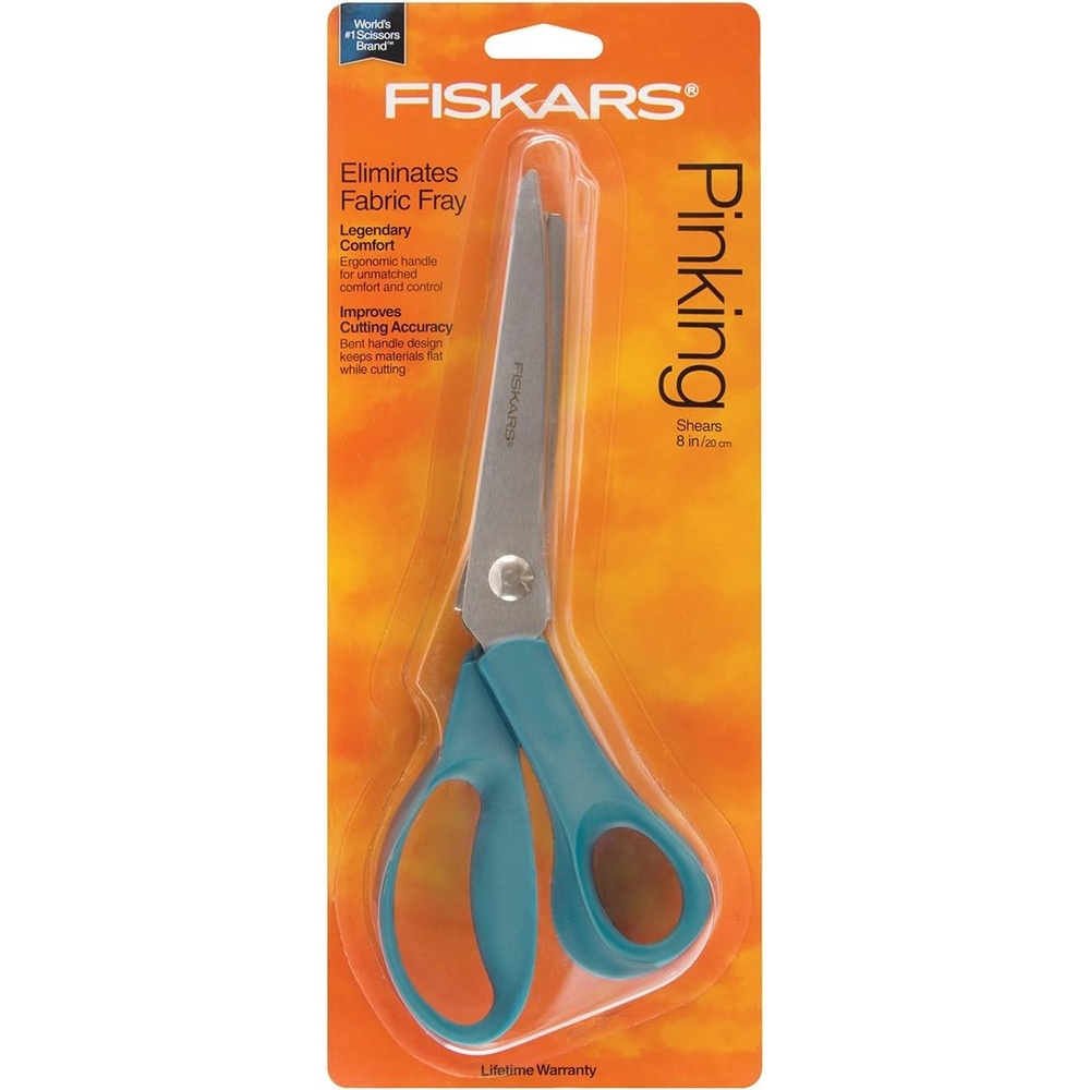 Fiskars 8 Premier Left-Handed Pinking Shears for Fabric Cutting Paper and Crafts, High-grade Stainless Steel Zigzag Blades Prevents Fraying, Ergonomic Contoured Handle for Left-Handed Comfort(Pinking)