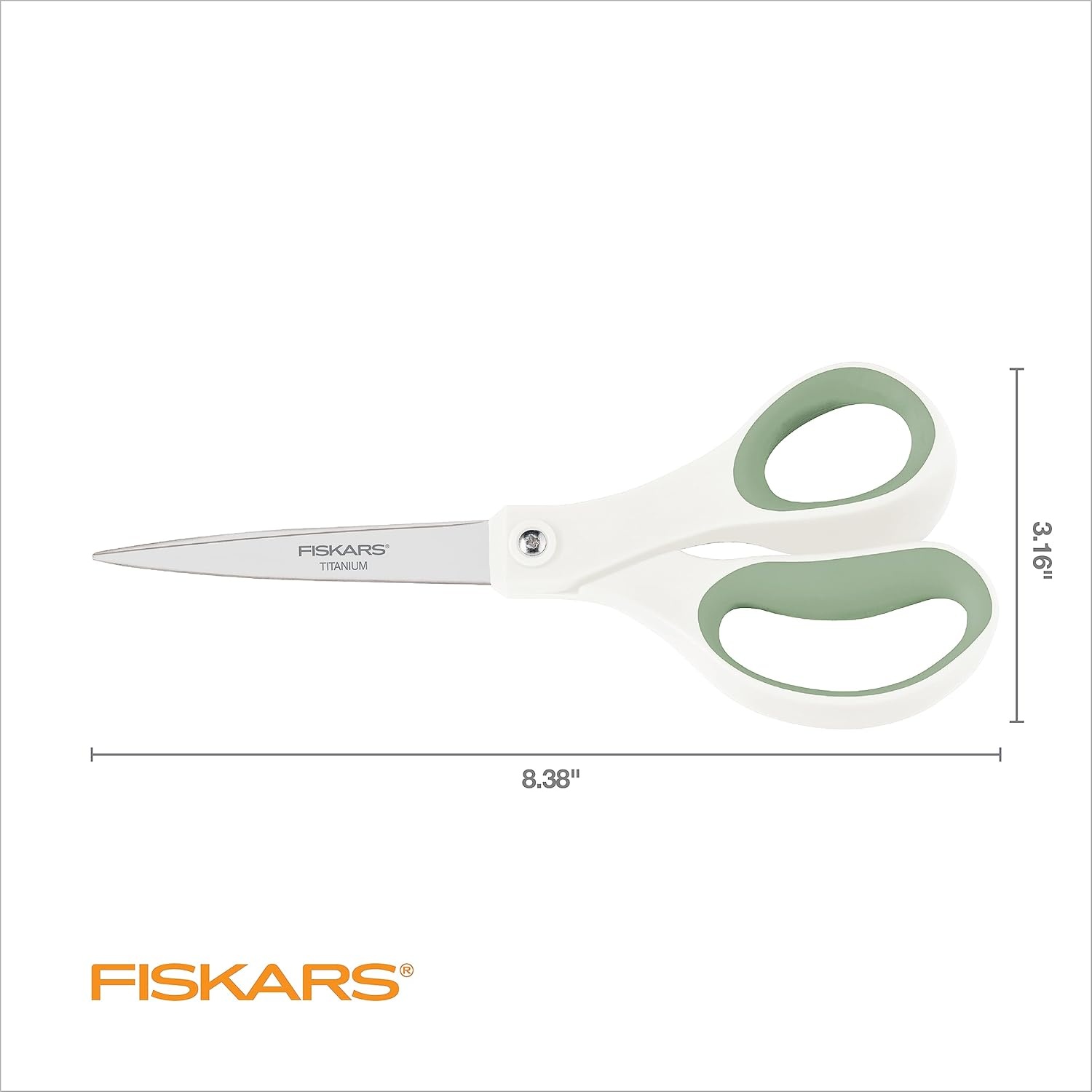 Fiskars Everyday Titanium Scissors, Durable Blades 3X Harder Than Steel, Ergonomic Softgrip Handle for Home and Office Cutting, 8 , Forest Fern Green, 2 Pack