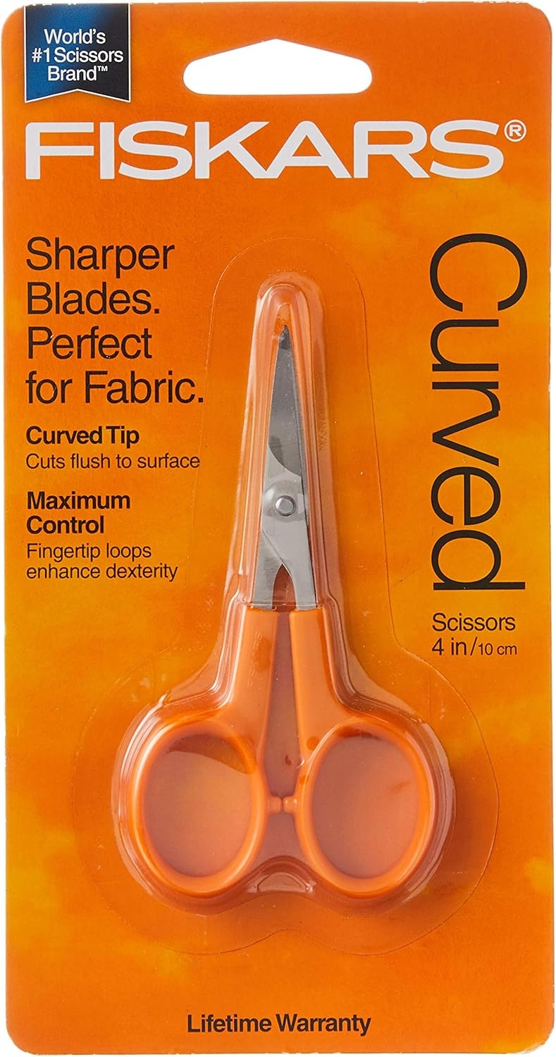 Fiskars 98087097J Curved Craft Scissors, 4 Inch, steel and orange(4 inches (Pack of 12))