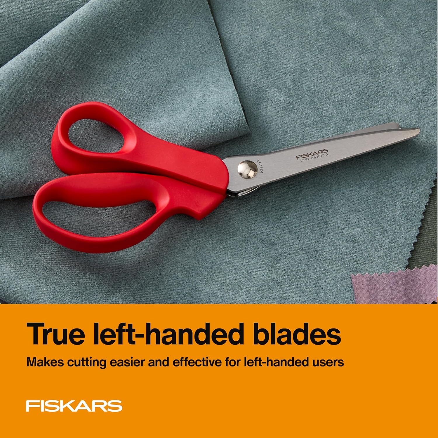 Fiskars 8 Premier Left-Handed Pinking Shears for Fabric Cutting Paper and Crafts, High-grade Stainless Steel Zigzag Blades Prevents Fraying, Ergonomic Contoured Handle for Left-Handed Comfort(Left Handed)