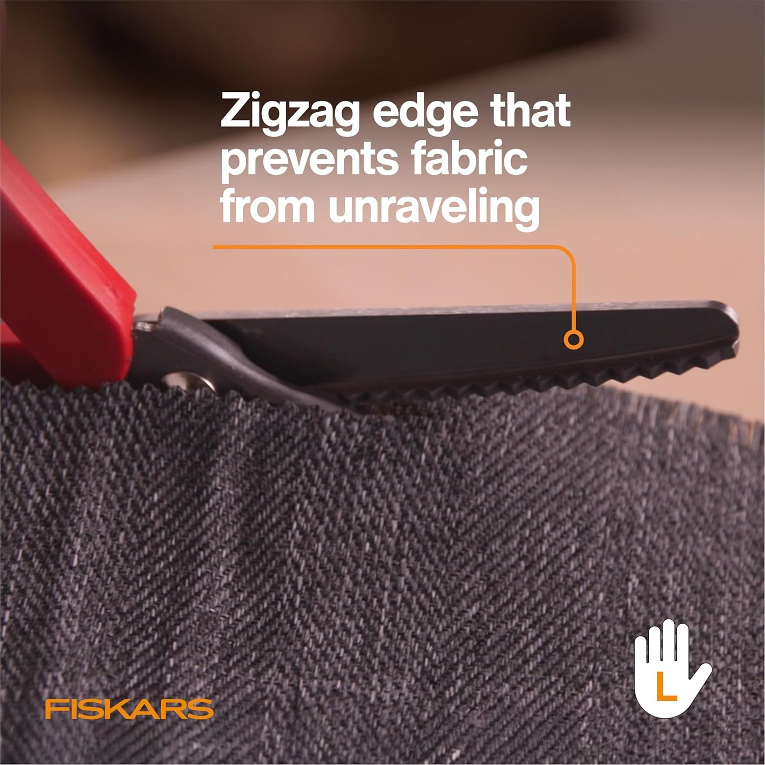 Fiskars 8 Premier Left-Handed Pinking Shears for Fabric Cutting Paper and Crafts, High-grade Stainless Steel Zigzag Blades Prevents Fraying, Ergonomic Contoured Handle for Left-Handed Comfort(Left Handed)