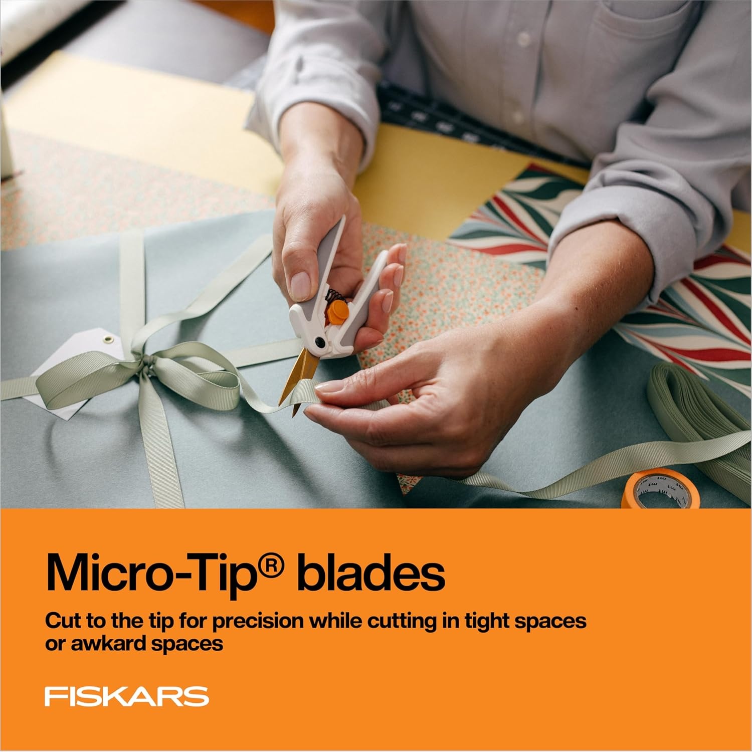 Fiskars Micro-Tip Scissors, Precision Cutting Shears, Titanium Blades & SoftGrip Handle for Intricate Cuts, 5, White/Gray(Micro-Tip Titanium Easy Action)