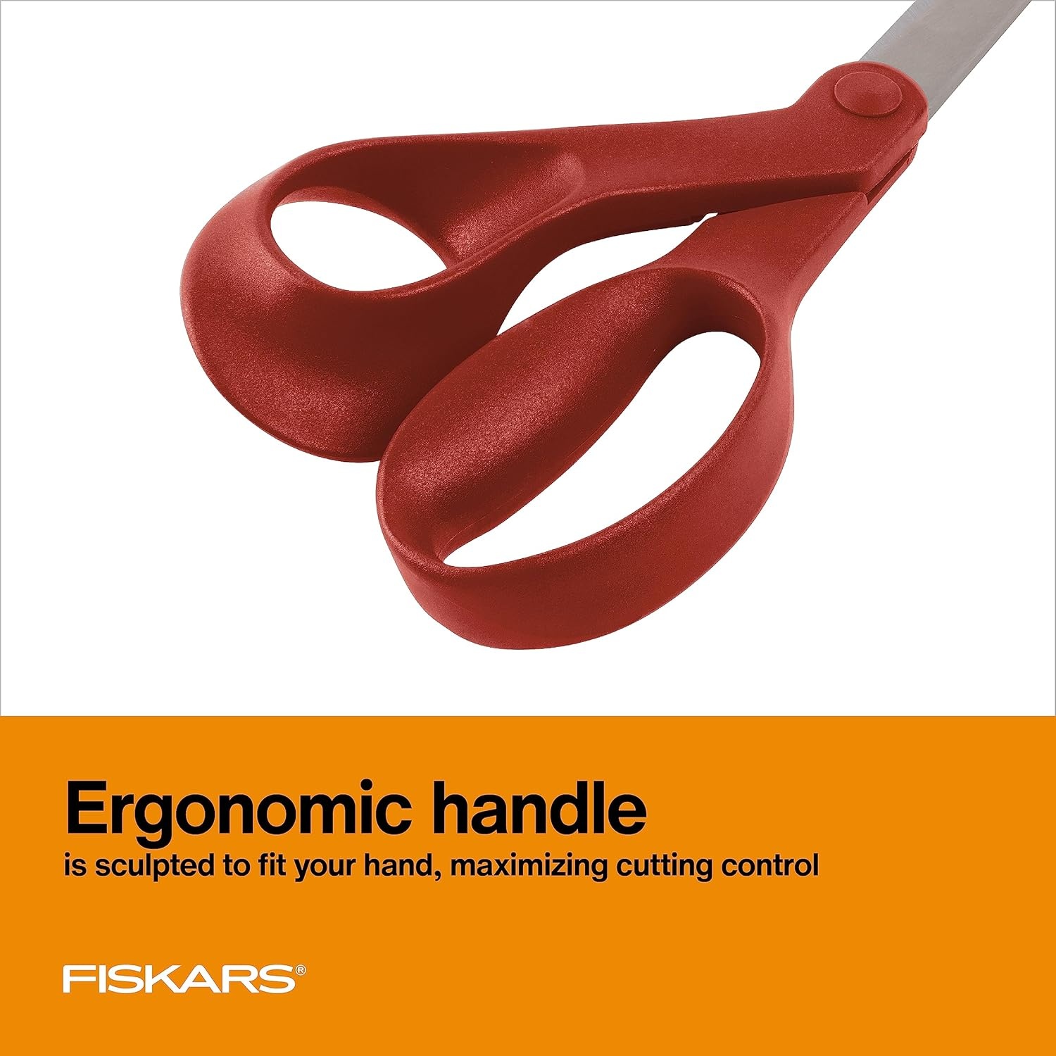 Fiskars 8″ Original Orange-Handled Stainless Steel Scissors, Ergonomic and Keeps Material Flat, Sharp All-Purpose Paper and Fabric Scissors for Office, Arts, and Crafts(Left-Handed)