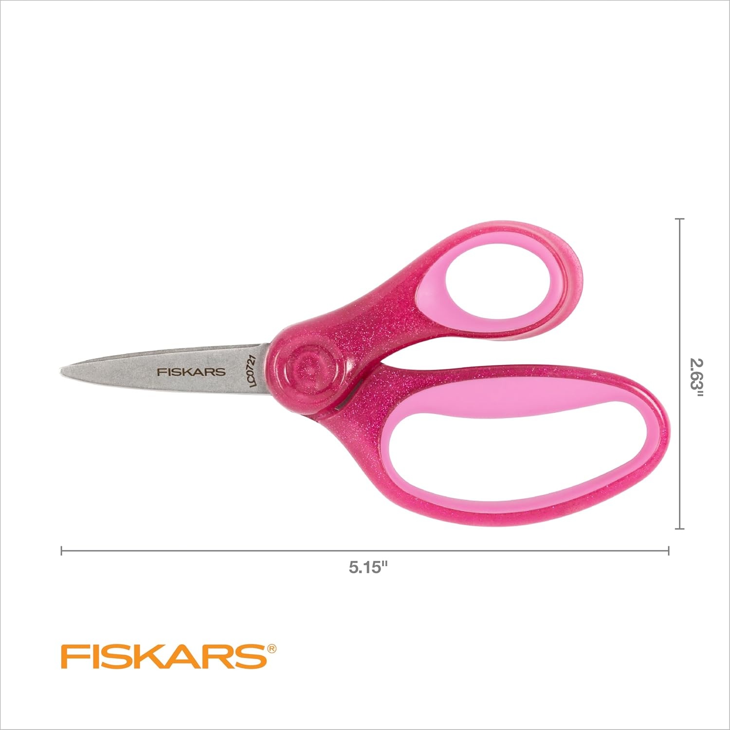 Fiskars 5″ SoftGrip Left-Handed Kids Scissors, Pointed Tip, Pink/Light Blue Floral, Safety Edge for Precision Cutting(Pink Glitter)