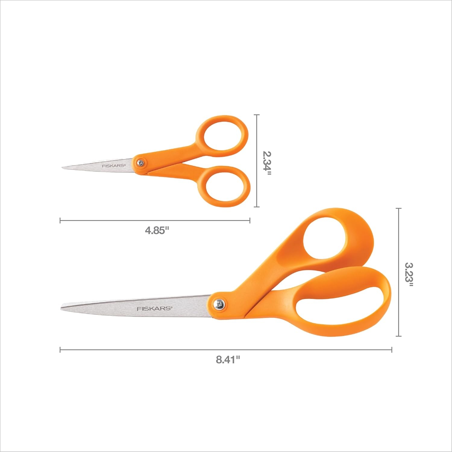 Fiskars Premier No. 5 Micro-Tip Orange-Handled Fabric Scissors, Double Loop Handle, Sewing and Craft Scissors, Orange(8 inches & 5 inches (2 Piece Set))