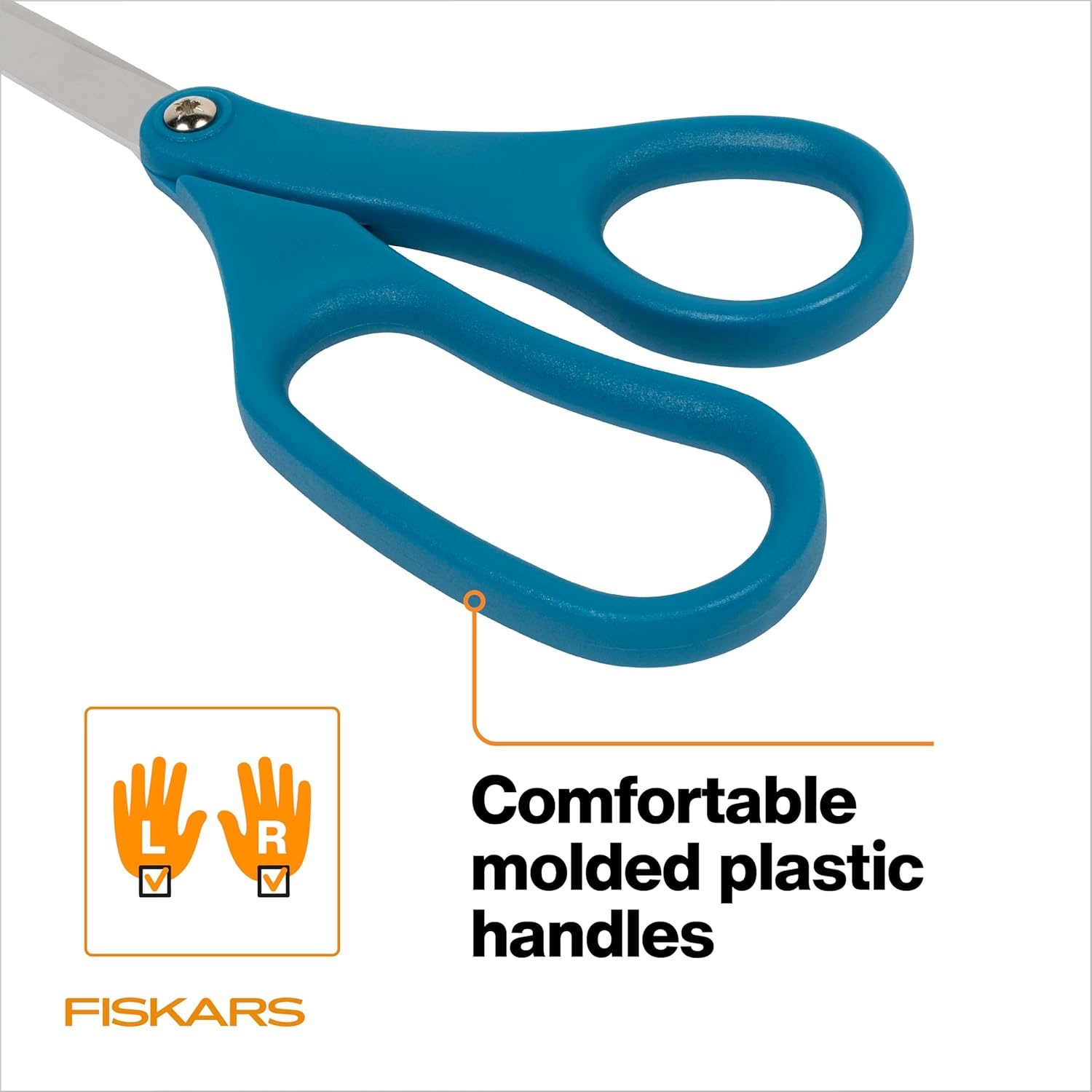 Fiskars 8 Left-Handed Titanium Scissors, SoftGrip Handle for Comfort, Durable Stainless Steel Blades for Home and Office Use(Stainless Steel)