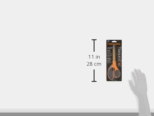 Fiskars SoftGrip Titanium Scissors All Purpose – 8″ Straight Handle Scissors for Office, Arts, and Crafts – Orange(1-Pack)