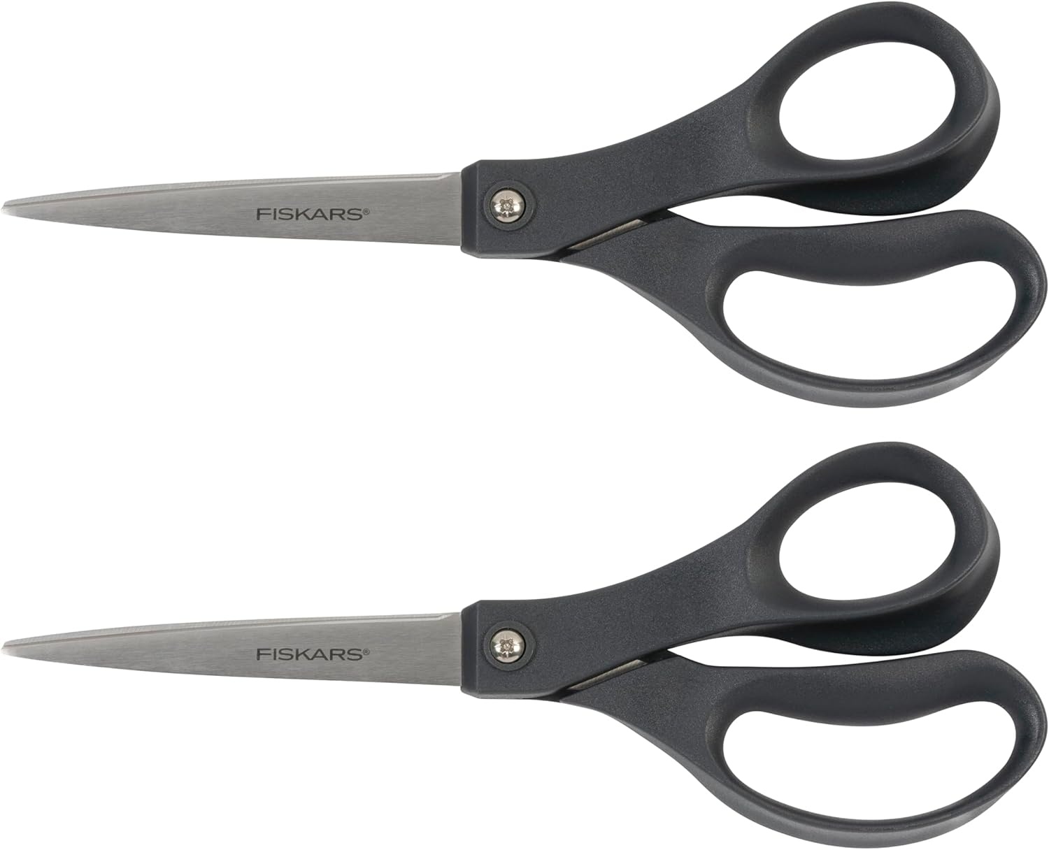 Fiskars 8 Left-Handed Titanium Scissors, SoftGrip Handle for Comfort, Durable Stainless Steel Blades for Home and Office Use(Stainless Steel / Comfort Handle)