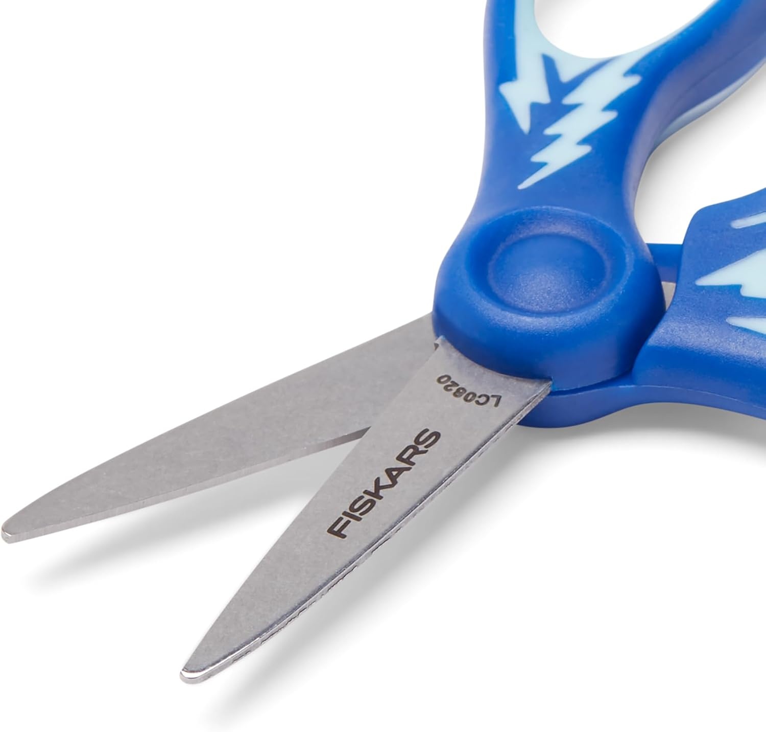 Fiskars 5″ Softgrip Left-Handed Pointed-Tip Scissors for Kids Ages 4-7, Left-Handed Scissors for School or Crafting, Back to School Supplies, Blue Lightning(Blue Lightning)