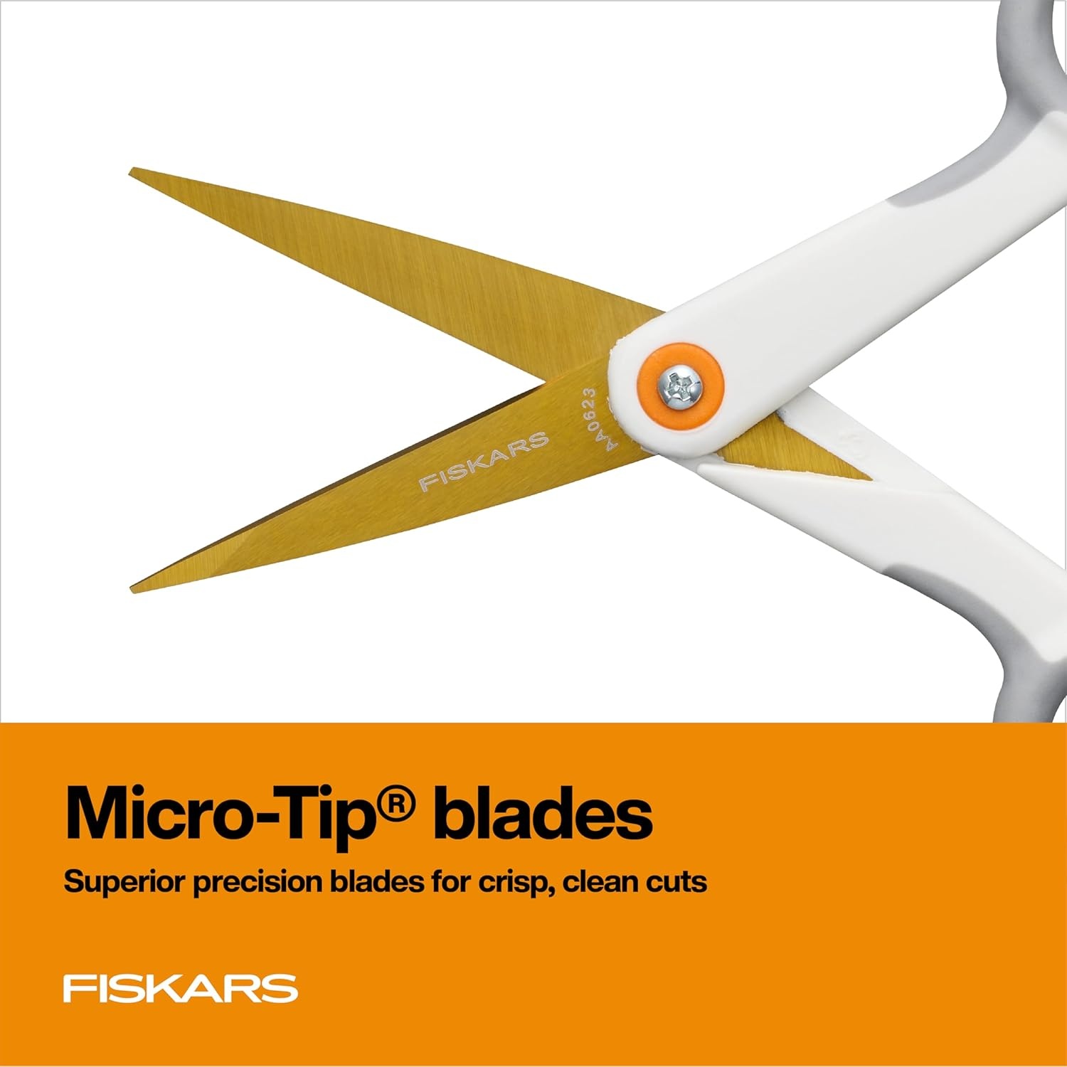 Fiskars Micro-Tip Scissors, Precision Cutting Shears, Titanium Blades & SoftGrip Handle for Intricate Cuts, 5, White/Gray(Micro-Tip Titanium)