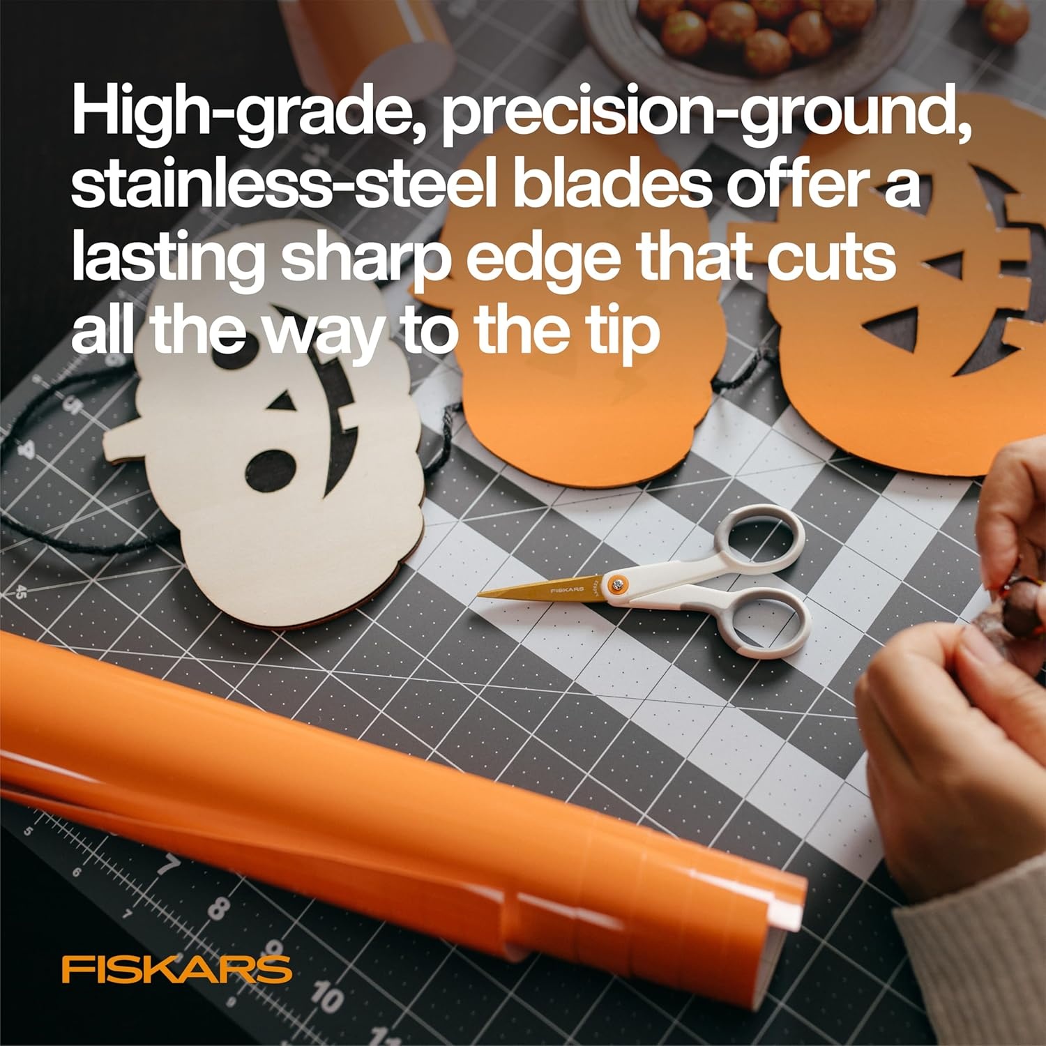 Fiskars Micro-Tip Scissors, Precision Cutting Shears, Titanium Blades & SoftGrip Handle for Intricate Cuts, 5, White/Gray(Micro-Tip Titanium)
