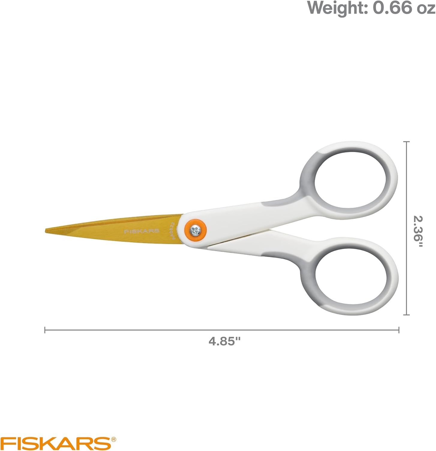 Fiskars Micro-Tip Scissors, Precision Cutting Shears, Titanium Blades & SoftGrip Handle for Intricate Cuts, 5, White/Gray(Micro-Tip Titanium)