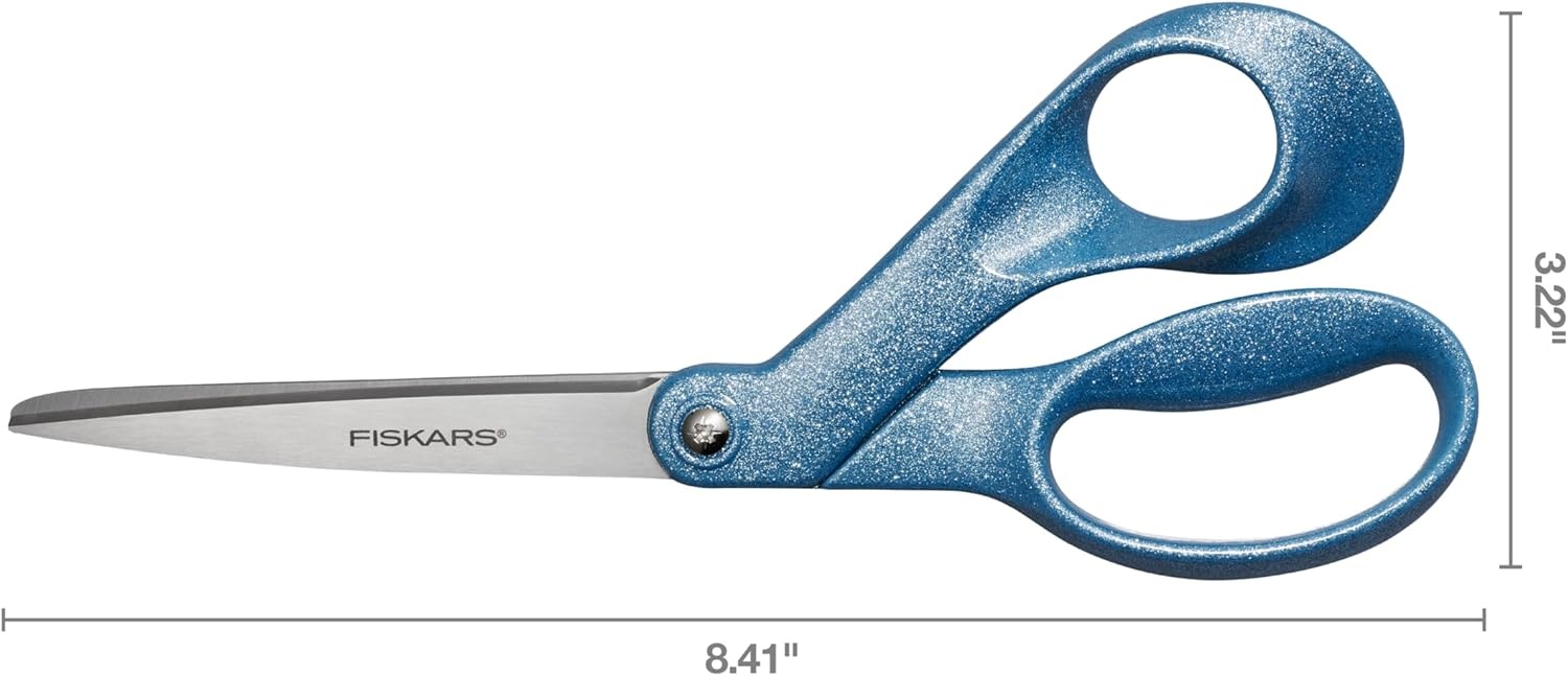 Fiskars Explore Scissors, Design Collection, Glitter Digital Cloud, 8 Inches