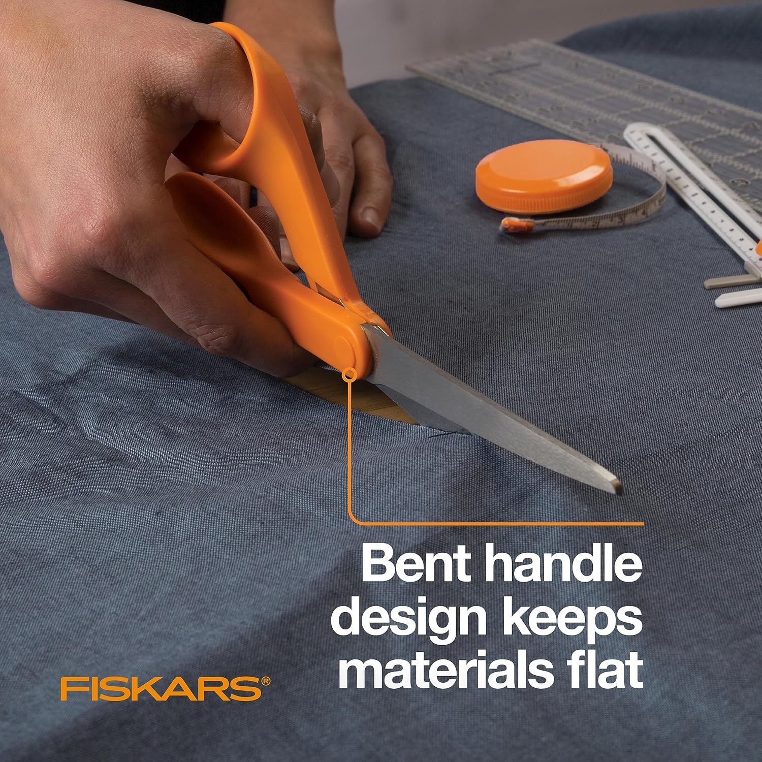 Fiskars 8″ Original Orange-Handled Stainless Steel Scissors, Ergonomic and Keeps Material Flat, Sharp All-Purpose Paper and Fabric Scissors for Office, Arts, and Crafts(Orange-Handled 8″)