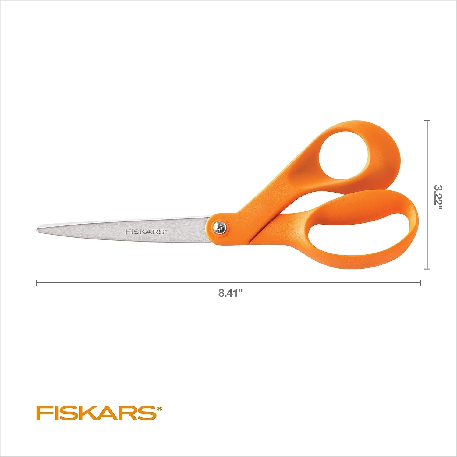 Fiskars 8″ Original Orange-Handled Stainless Steel Scissors, Ergonomic and Keeps Material Flat, Sharp All-Purpose Paper and Fabric Scissors for Office, Arts, and Crafts(Orange-Handled 8″)