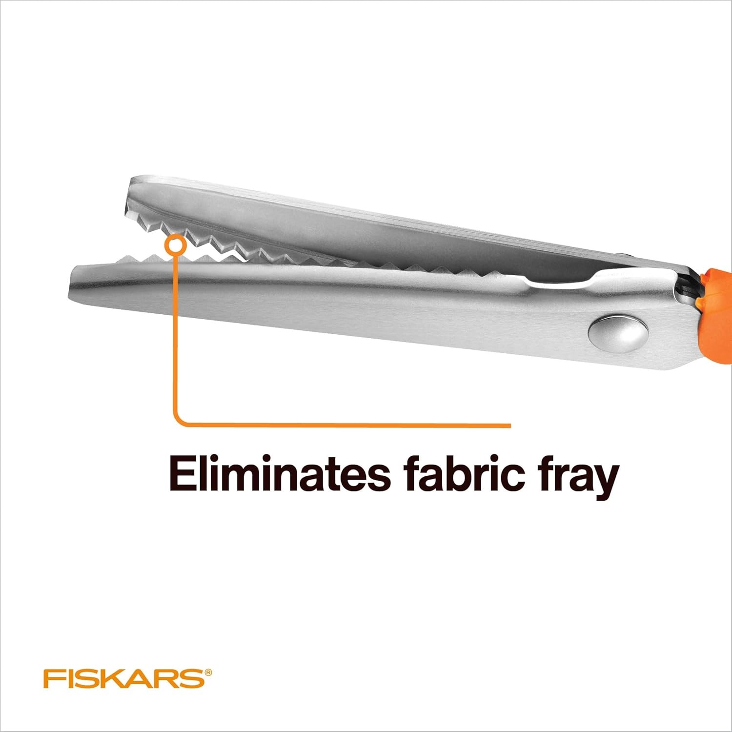 Fiskars 8″ Original Orange-Handled Stainless Steel Scissors, Ergonomic and Keeps Material Flat, Sharp All-Purpose Paper and Fabric Scissors for Office, Arts, and Crafts(Pinking Shears)