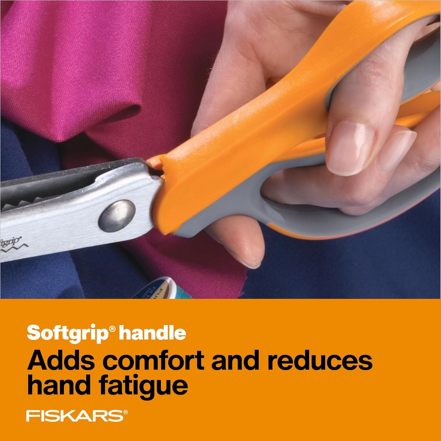 Fiskars 8″ Original Orange-Handled Stainless Steel Scissors, Ergonomic and Keeps Material Flat, Sharp All-Purpose Paper and Fabric Scissors for Office, Arts, and Crafts(Pinking Shears)
