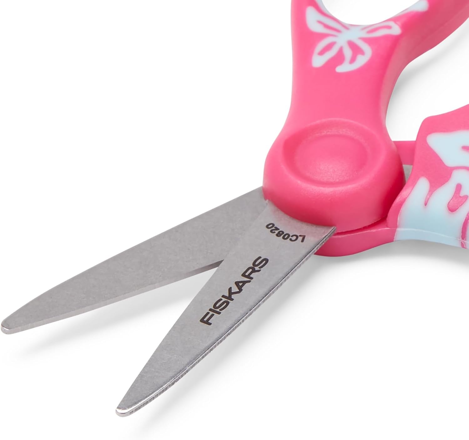 Fiskars 5″ Softgrip Left-Handed Pointed-Tip Scissors for Kids Ages 4-7, Left-Handed Scissors for School or Crafting, Back to School Supplies, Blue Lightning(Pink/Turquoise Floral)