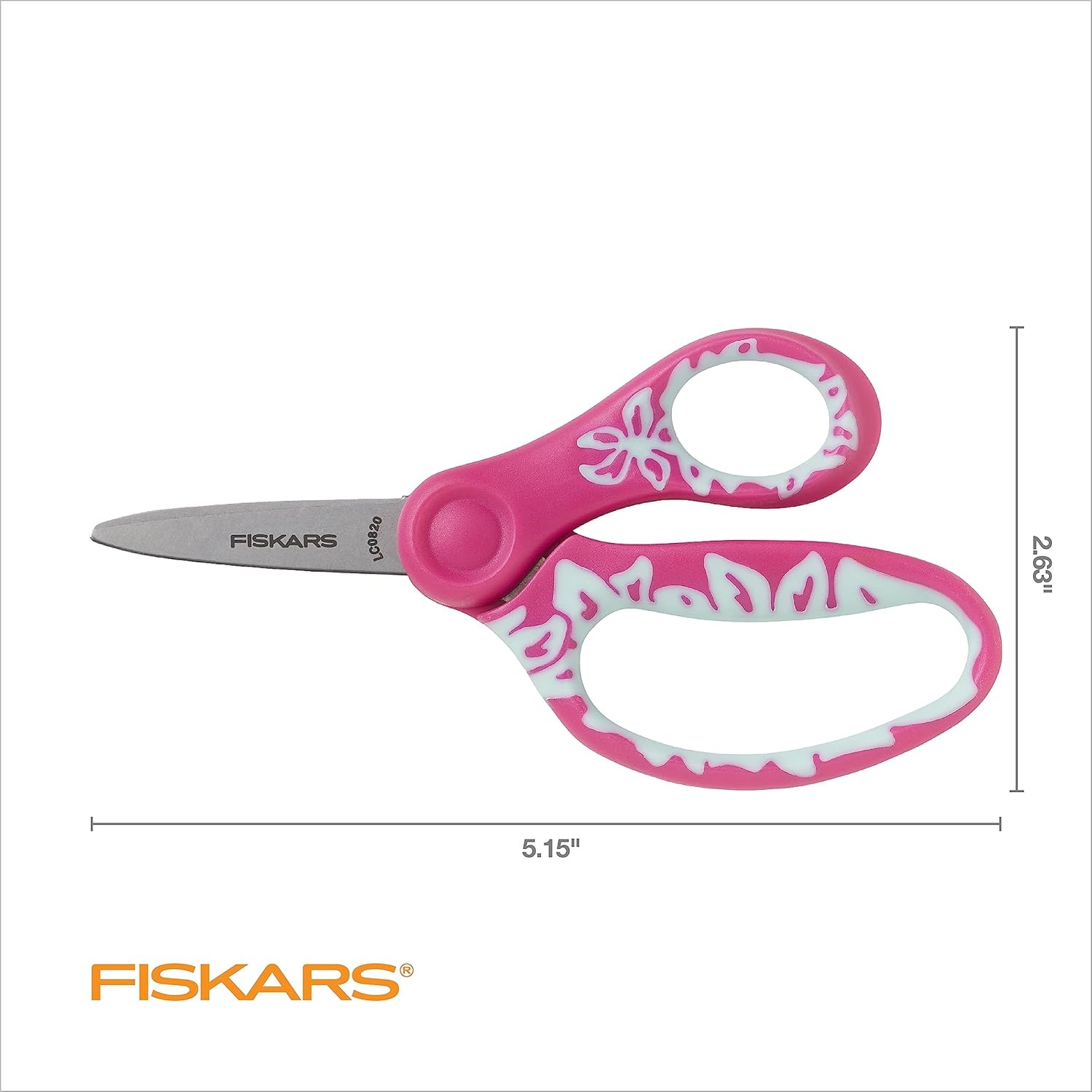 Fiskars 5″ Softgrip Left-Handed Pointed-Tip Scissors for Kids Ages 4-7, Left-Handed Scissors for School or Crafting, Back to School Supplies, Blue Lightning(Pink/Turquoise Floral)