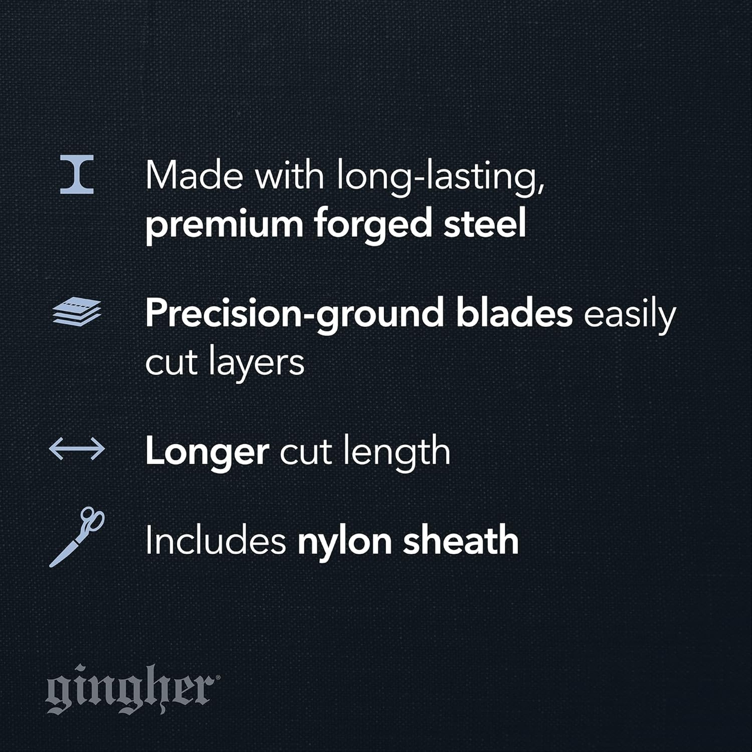 Gingher 4″ Embroidery Scissors, Precision Craft Scissors, Hand-Tuned Blades & Double Loop Handle, Chrome Plated Nickel Finish(8″ Dressmaker)