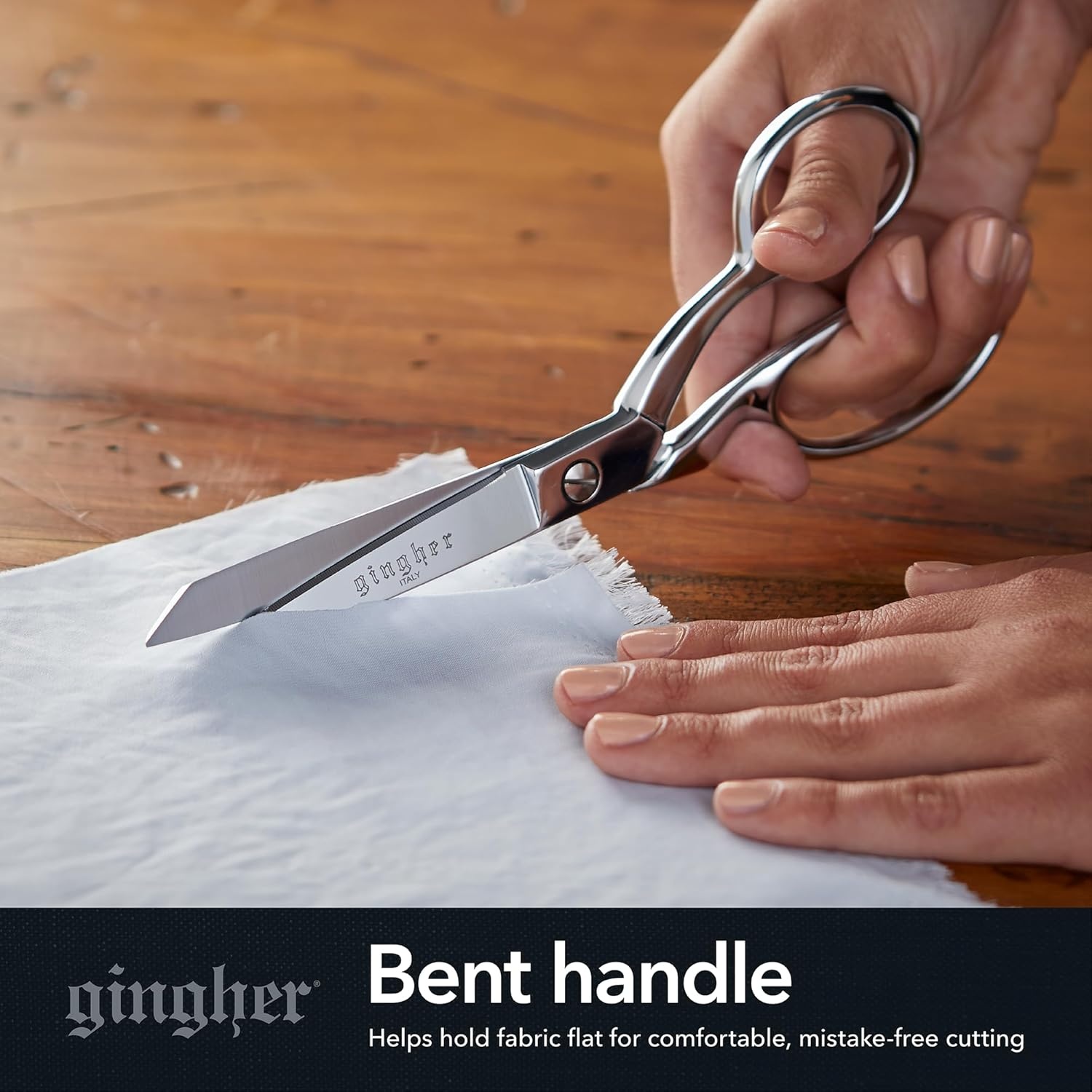 Gingher 4″ Embroidery Scissors, Precision Craft Scissors, Hand-Tuned Blades & Double Loop Handle, Chrome Plated Nickel Finish(8″ Dressmaker)