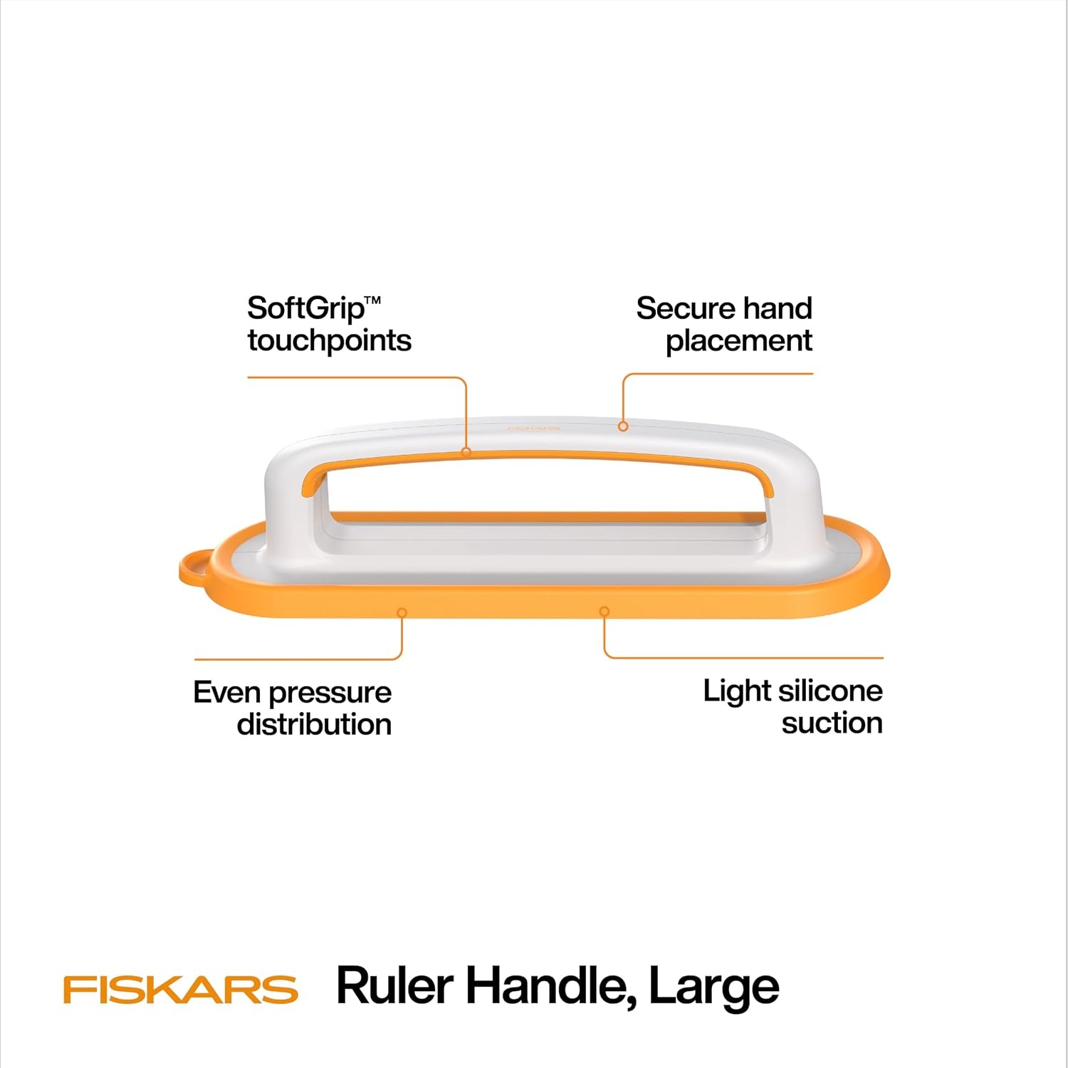 Fiskars Small Ruler Handle with SoftGrip, Ideal for Quilting Blocks(Large Handle)