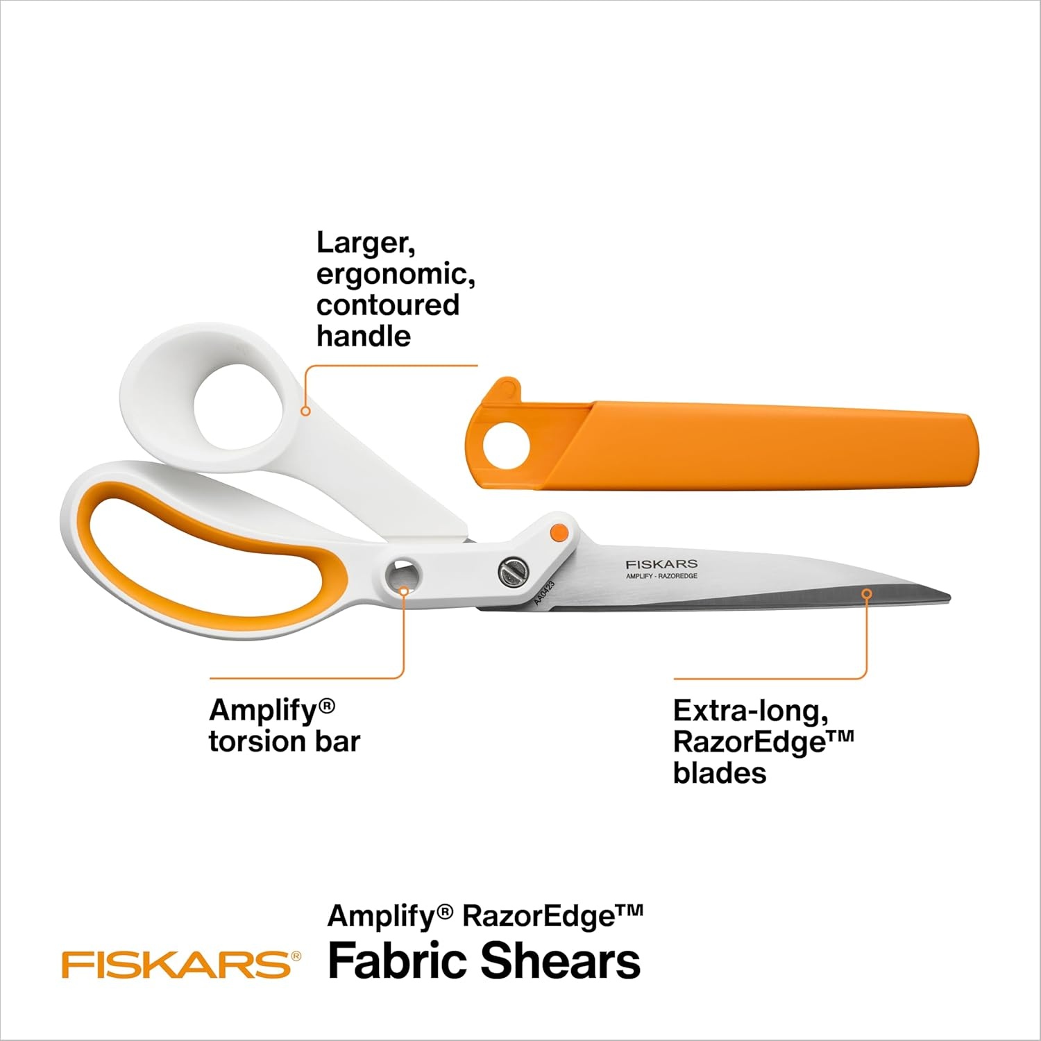Fiskars RazorEdge Fabric Scissors – 9″ Heavy Duty Fabric Shears with SoftGrip Ergonomic Handle, Premier Grade Stainless Steel Blades(Amplify RazorEdge 10″)