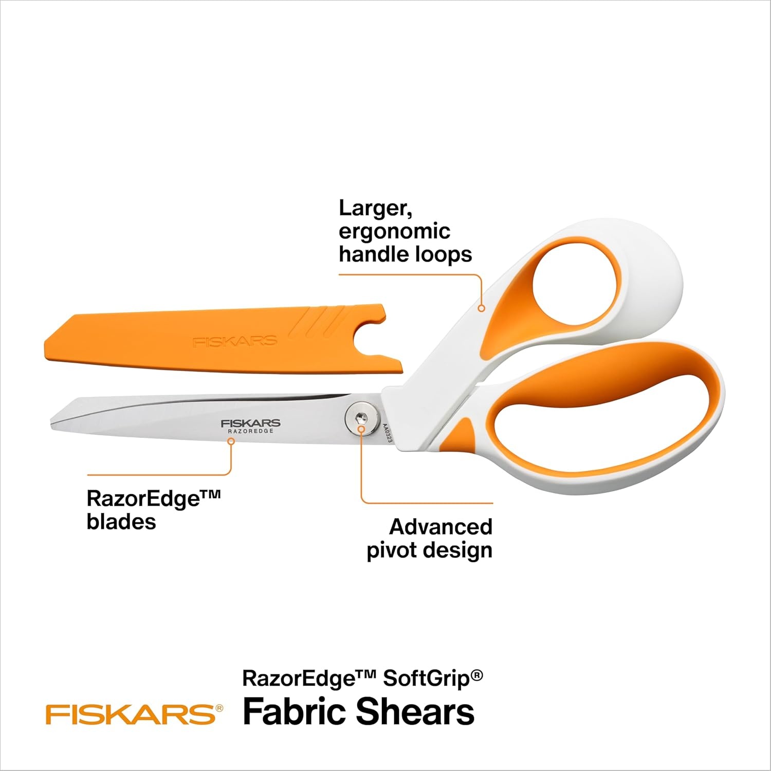 Fiskars RazorEdge Fabric Scissors – 9″ Heavy Duty Fabric Shears with SoftGrip Ergonomic Handle, Premier Grade Stainless Steel Blades(RazorEdge 9″)