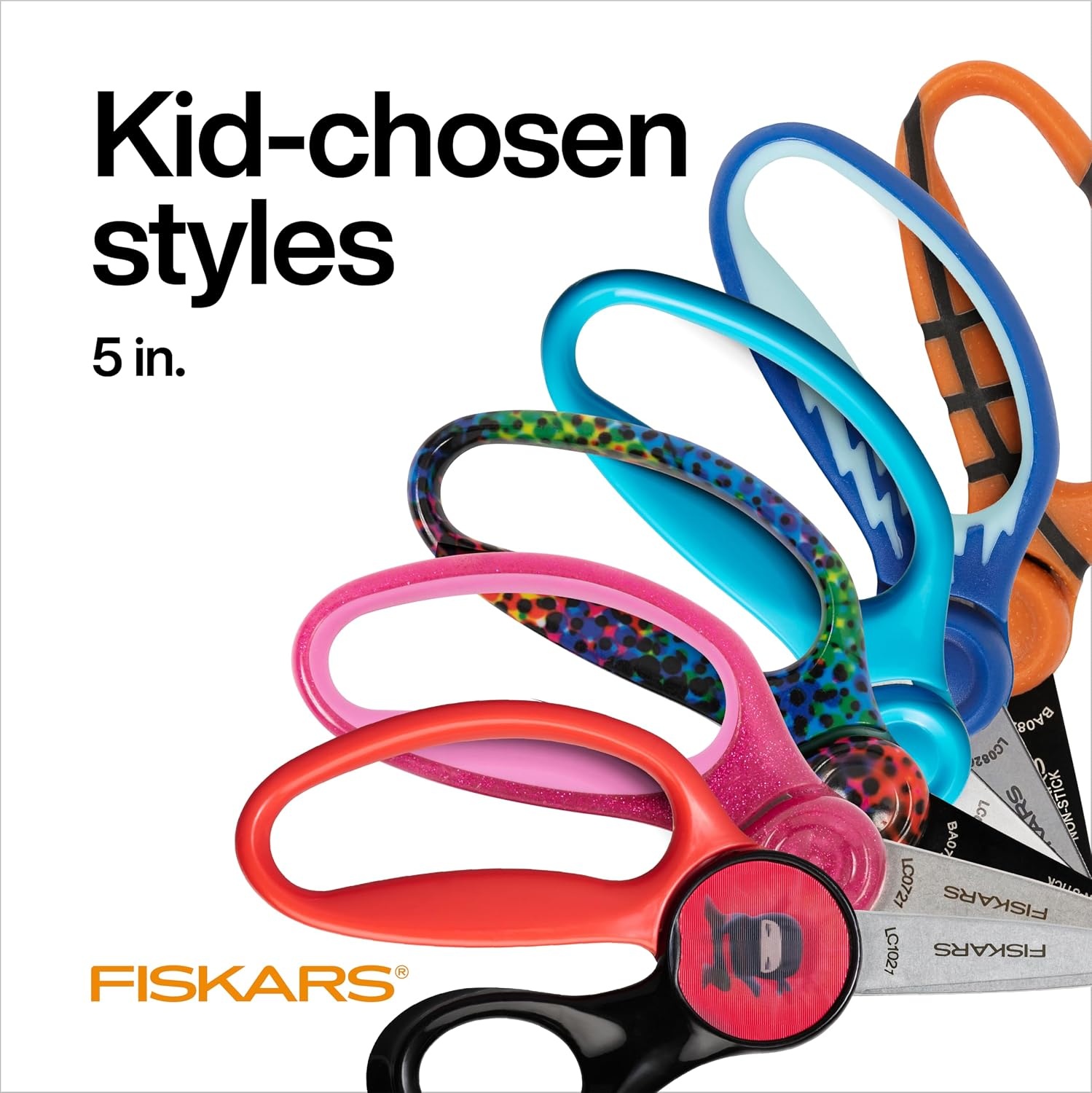 Fiskars 5″ Pointed-Tip Kids Scissors, Ages 4-7, Turquoise & Red, 2-Pack(Turquoise & Red)
