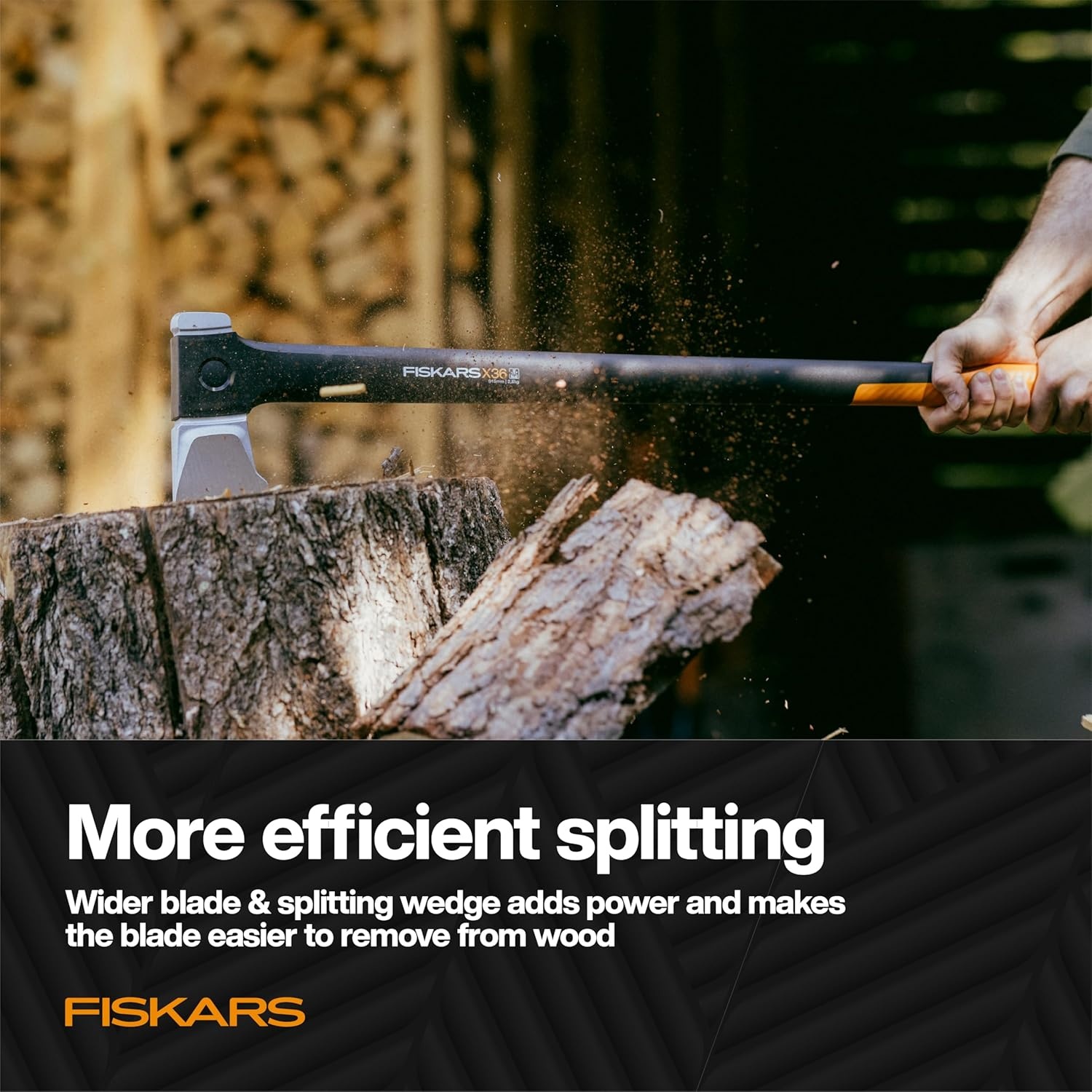 Fiskars X24 Universal Axe 24″, Forged Steel Blade for Felling Trees & All-Purpose Chopping, Shock-Absorbing FiberComp Handle & Low-Friction Coating for Clean Cuts in Fresh Resinous Wood(36″ Splitting Axe)