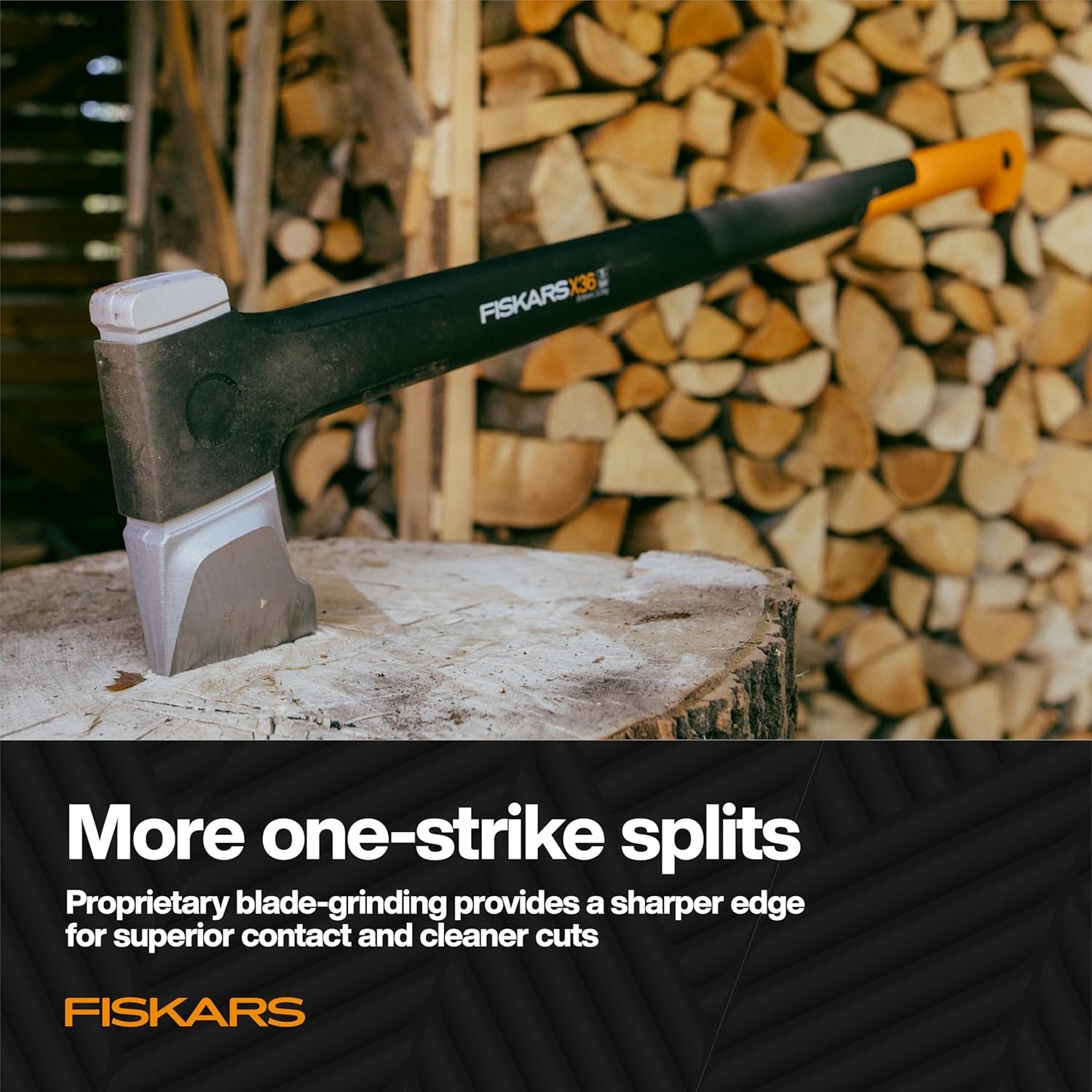 Fiskars X24 Universal Axe 24″, Forged Steel Blade for Felling Trees & All-Purpose Chopping, Shock-Absorbing FiberComp Handle & Low-Friction Coating for Clean Cuts in Fresh Resinous Wood(36″ Splitting Axe)