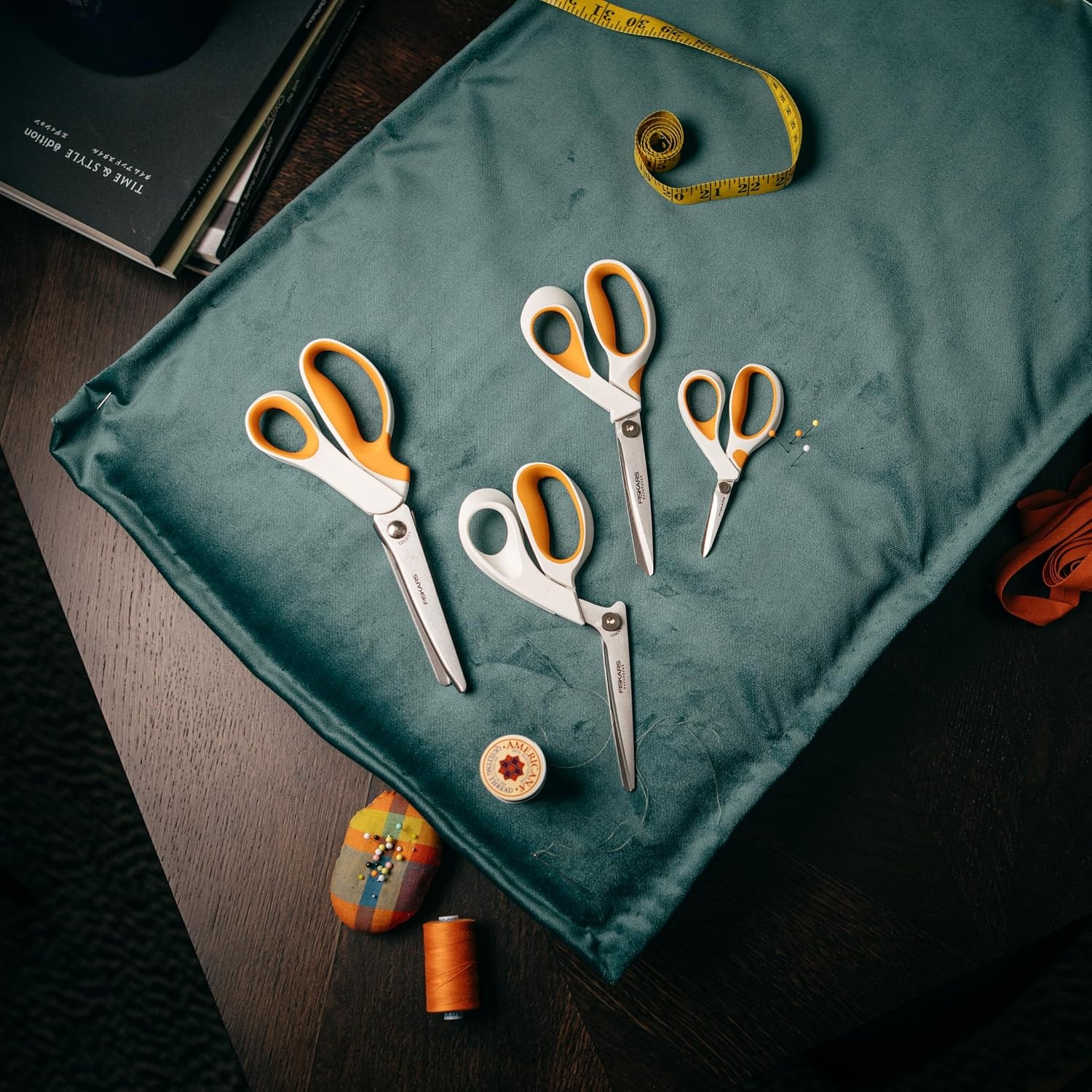 Fiskars 8″ Premier Scissors, Offset RazorEdge SoftGrip Fabric Shears