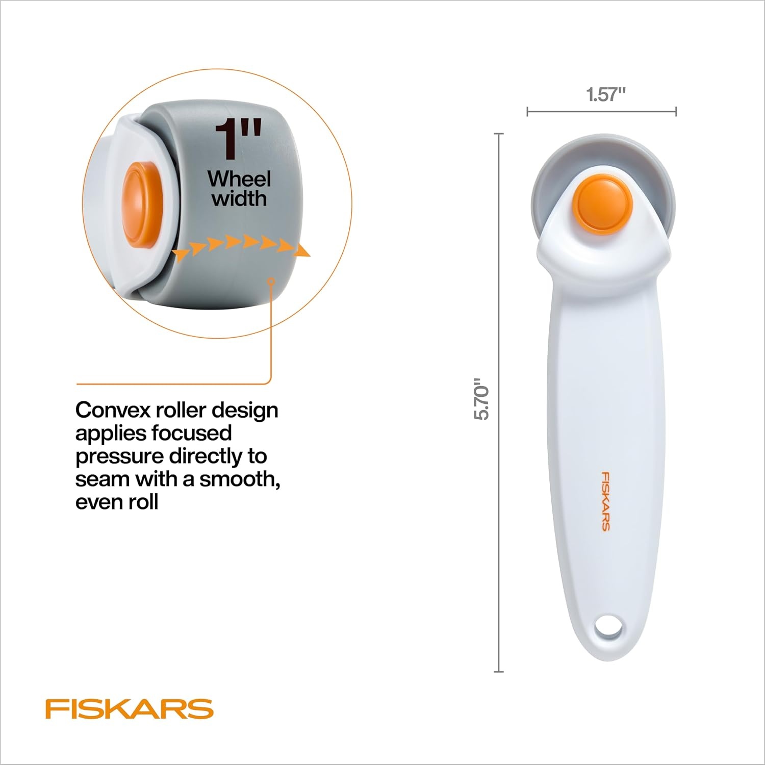 Fiskars Seam Roller with 1″ Wheel, Seam Press Tool for Quilting Blocks, Flatten Seams Without Using an Iron, Comfortable Ergonomic Handle for Left & Right-Handed Users