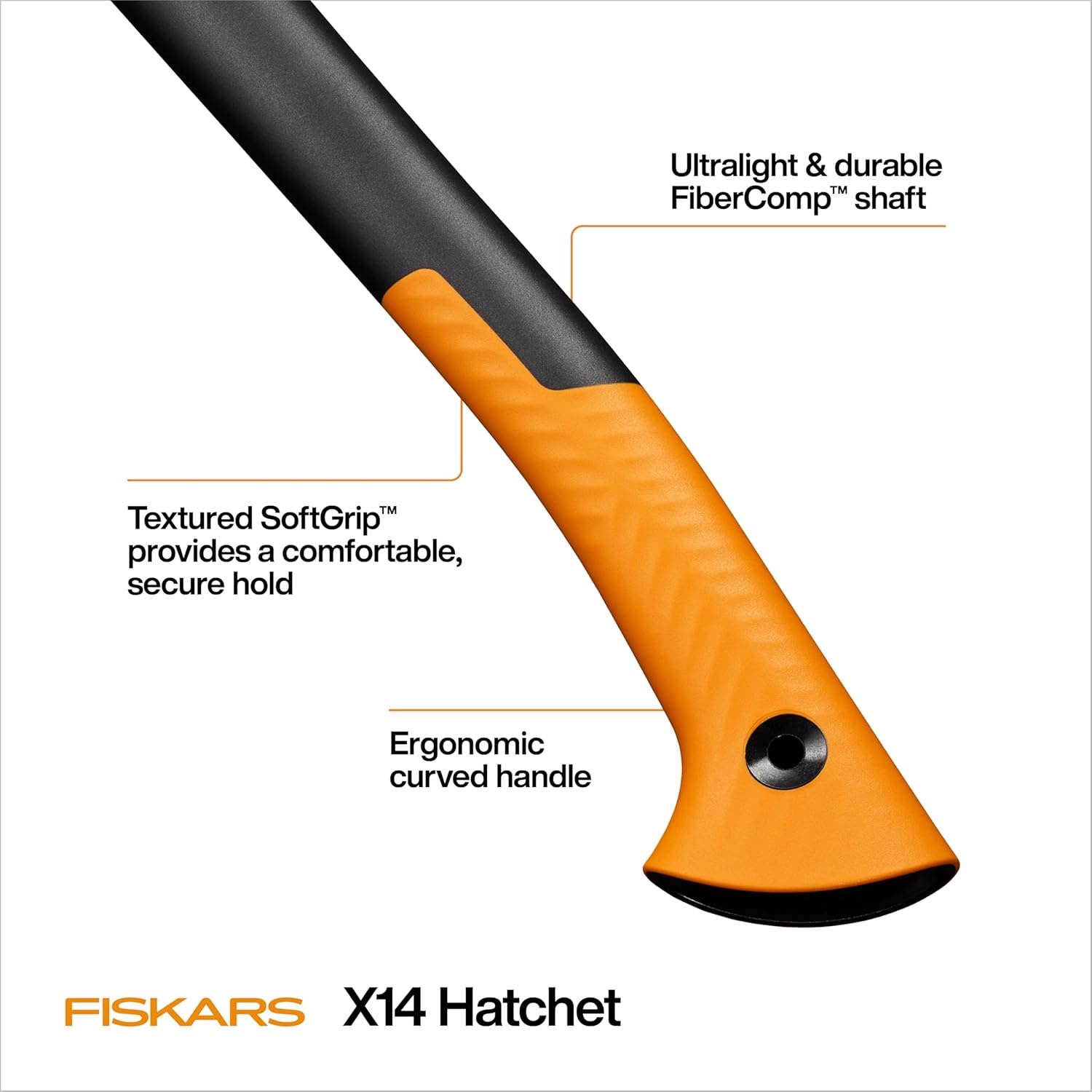 Fiskars X24 Universal Axe 24″, Forged Steel Blade for Felling Trees & All-Purpose Chopping, Shock-Absorbing FiberComp Handle & Low-Friction Coating for Clean Cuts in Fresh Resinous Wood(14″ Universal Hatchet)