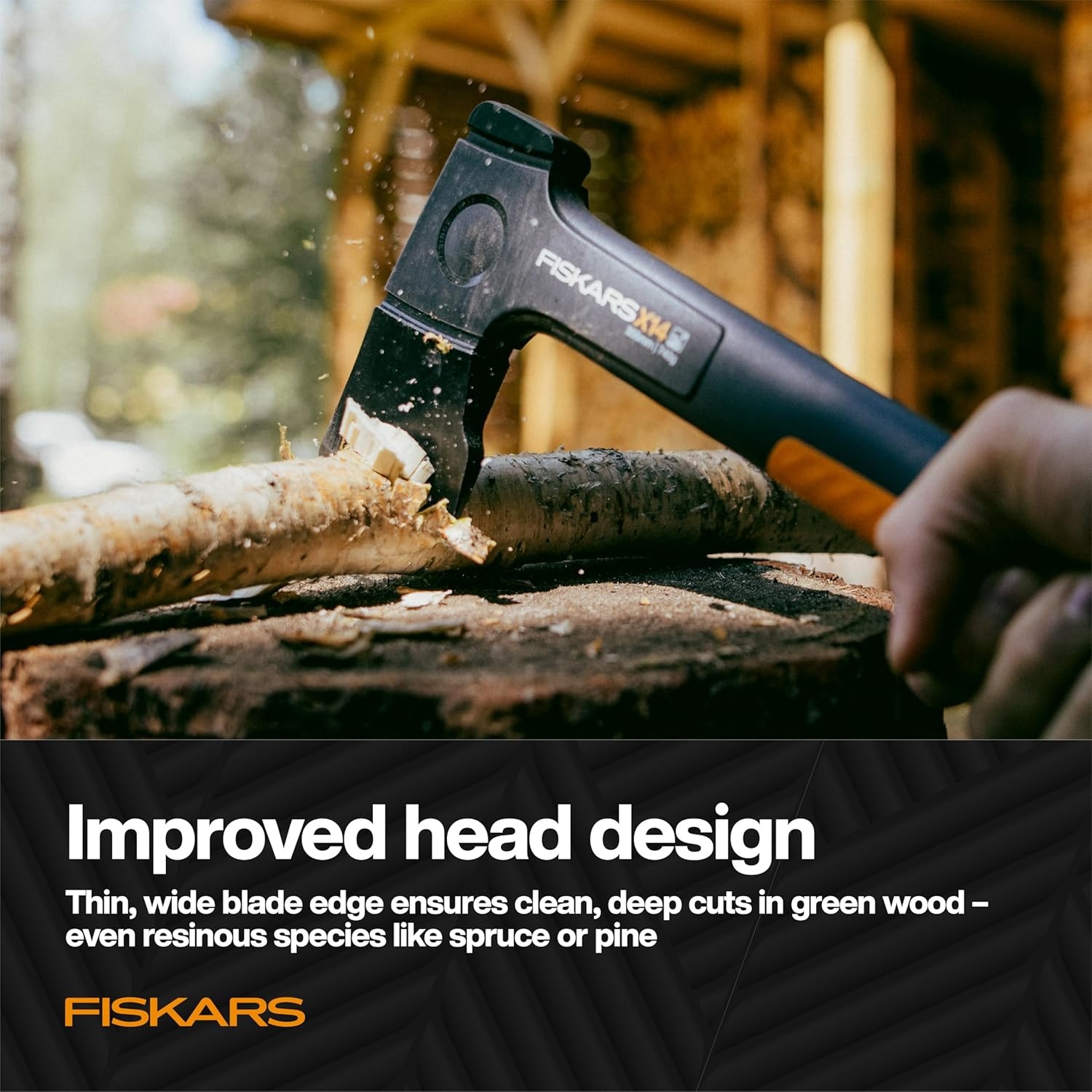 Fiskars X24 Universal Axe 24″, Forged Steel Blade for Felling Trees & All-Purpose Chopping, Shock-Absorbing FiberComp Handle & Low-Friction Coating for Clean Cuts in Fresh Resinous Wood(14″ Universal Hatchet)