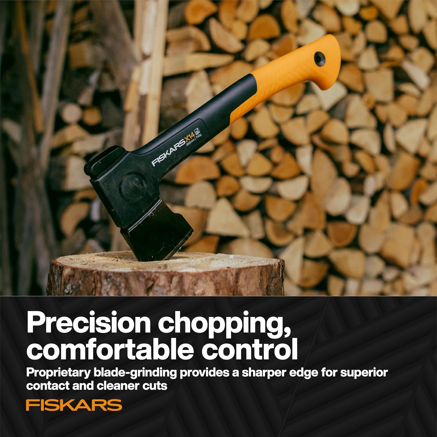Fiskars X24 Universal Axe 24″, Forged Steel Blade for Felling Trees & All-Purpose Chopping, Shock-Absorbing FiberComp Handle & Low-Friction Coating for Clean Cuts in Fresh Resinous Wood(14″ Universal Hatchet)