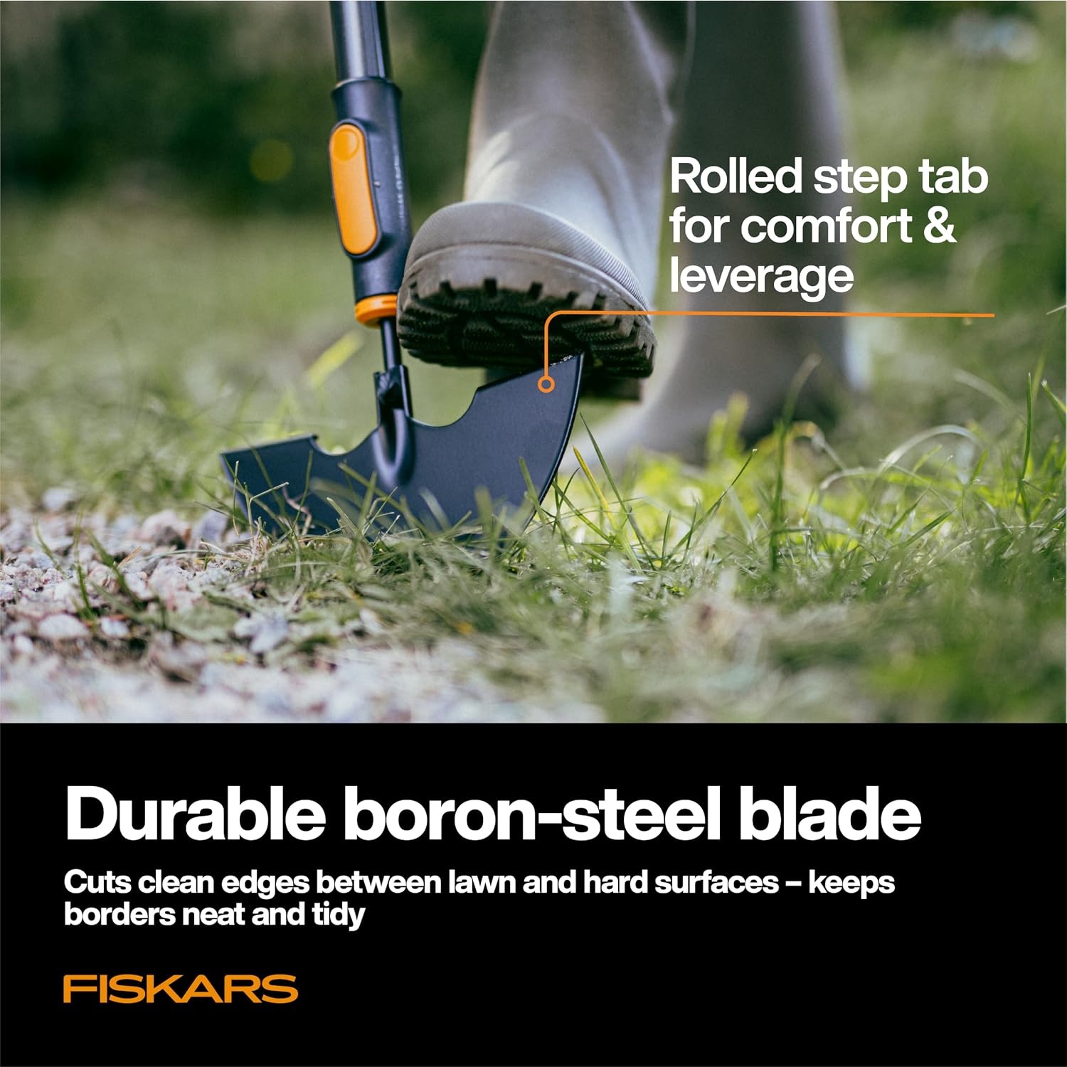 Fiskars OneClick Space-Saving Universal Rake Head for Garden Tool System(Lawn Edger Head)