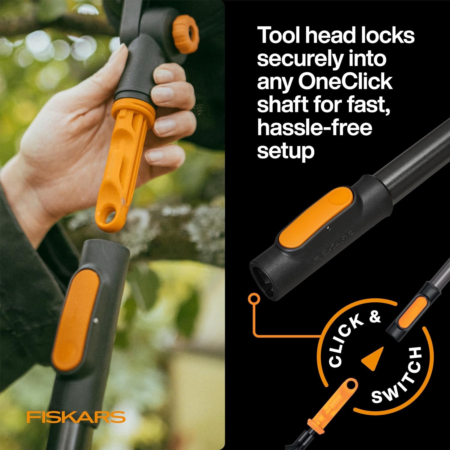 Fiskars OneClick Space-Saving Universal Rake Head for Garden Tool System(Lawn Edger Head)