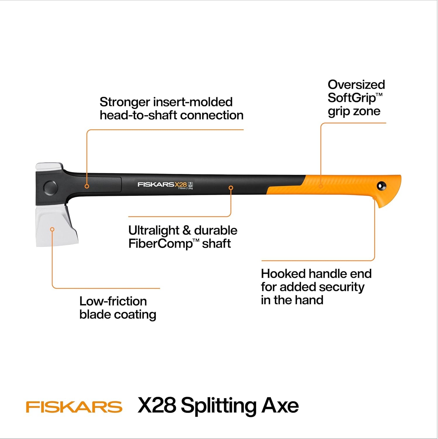 Fiskars X24 Universal Axe 24″, Forged Steel Blade for Felling Trees & All-Purpose Chopping, Shock-Absorbing FiberComp Handle & Low-Friction Coating for Clean Cuts in Fresh Resinous Wood(28″ Splitting Axe)