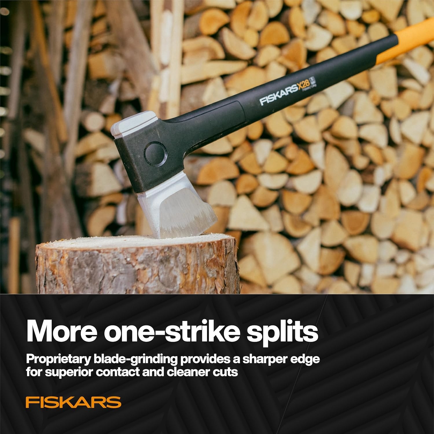 Fiskars X24 Universal Axe 24″, Forged Steel Blade for Felling Trees & All-Purpose Chopping, Shock-Absorbing FiberComp Handle & Low-Friction Coating for Clean Cuts in Fresh Resinous Wood(28″ Splitting Axe)