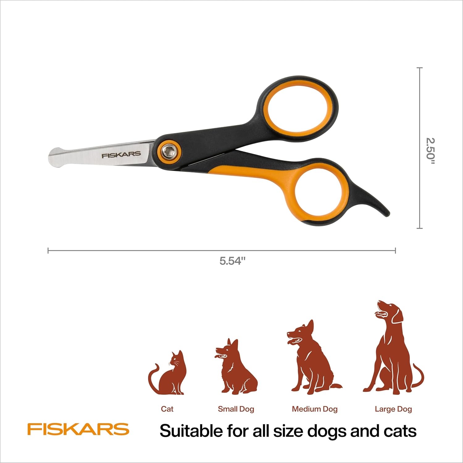 Fiskars Pet, Dog and Cat Grooming Scissors, Serrated Teeth for Thinning & SoftGrip Handle, Cat and Dog Supplies, 6.5, Orange/Black, Blending Scissors(Detailing Scissors)