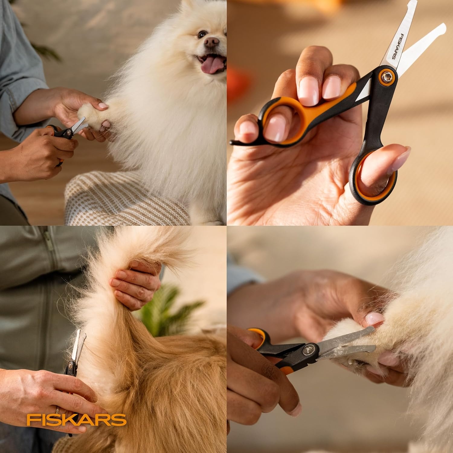 Fiskars Pet, Dog and Cat Grooming Scissors, Serrated Teeth for Thinning & SoftGrip Handle, Cat and Dog Supplies, 6.5, Orange/Black, Blending Scissors(Detailing Scissors)
