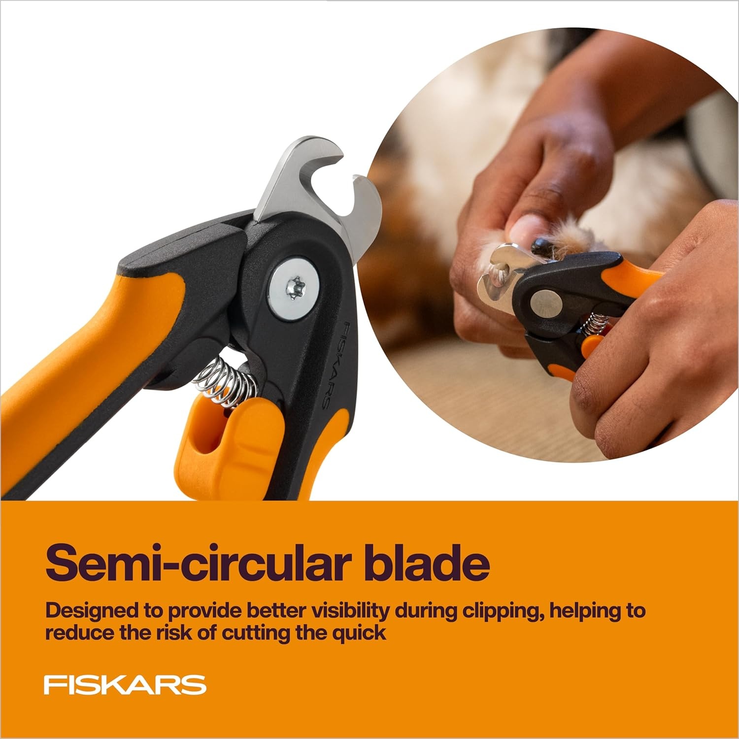 Fiskars Pet Small Pet Nail Clippers, Cat and Dog Nail Trimmers for Grooming, Pet Supplies with Precision Stainless Steel Blades & SoftGrip Handle, 4.25, Orange/Black(Large)