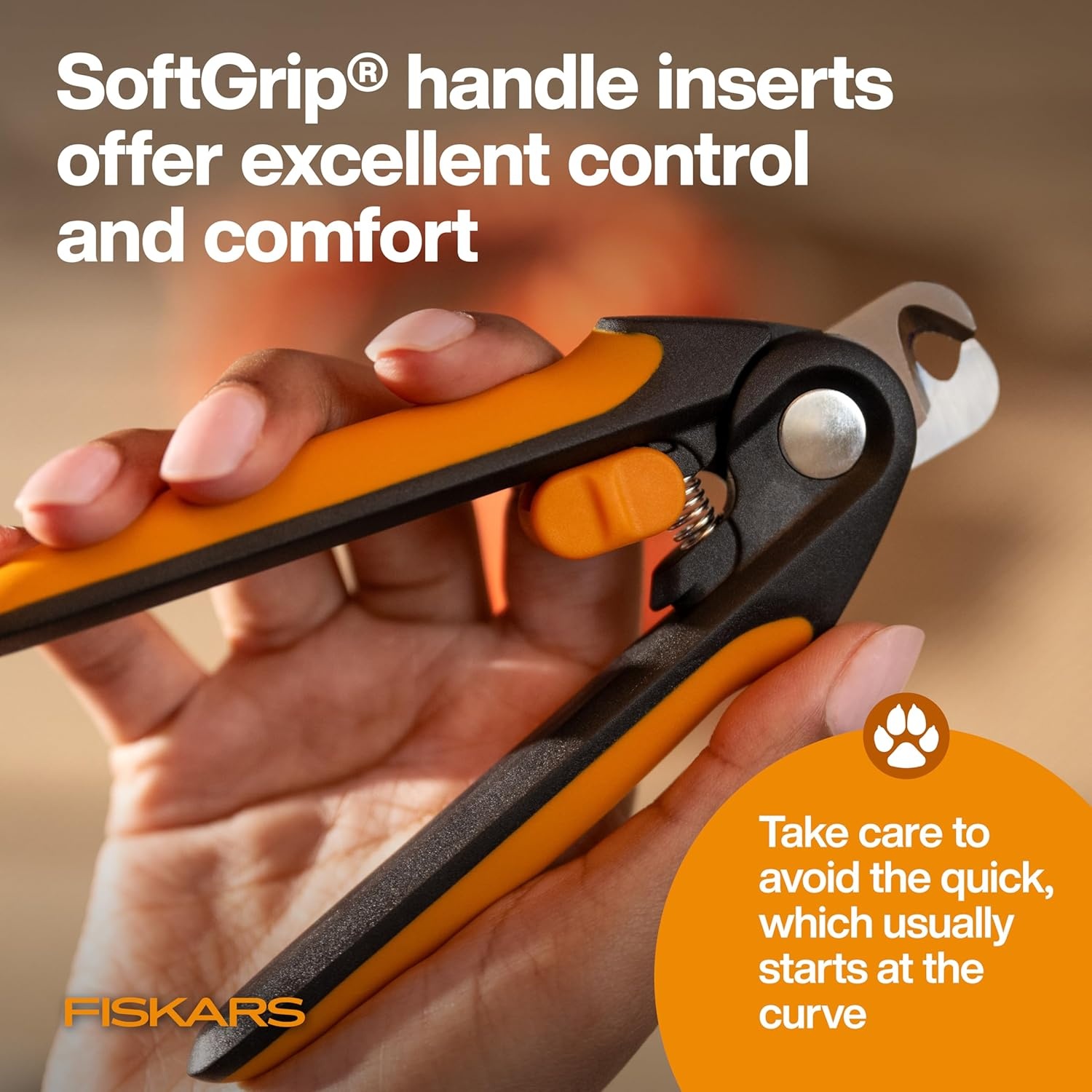 Fiskars Pet Small Pet Nail Clippers, Cat and Dog Nail Trimmers for Grooming, Pet Supplies with Precision Stainless Steel Blades & SoftGrip Handle, 4.25, Orange/Black(Large)