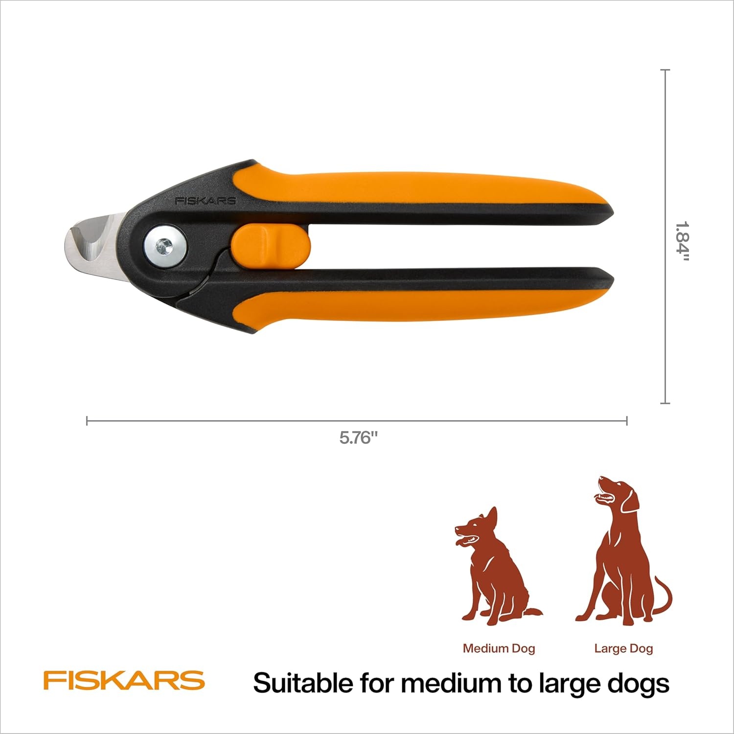 Fiskars Pet Small Pet Nail Clippers, Cat and Dog Nail Trimmers for Grooming, Pet Supplies with Precision Stainless Steel Blades & SoftGrip Handle, 4.25, Orange/Black(Large)